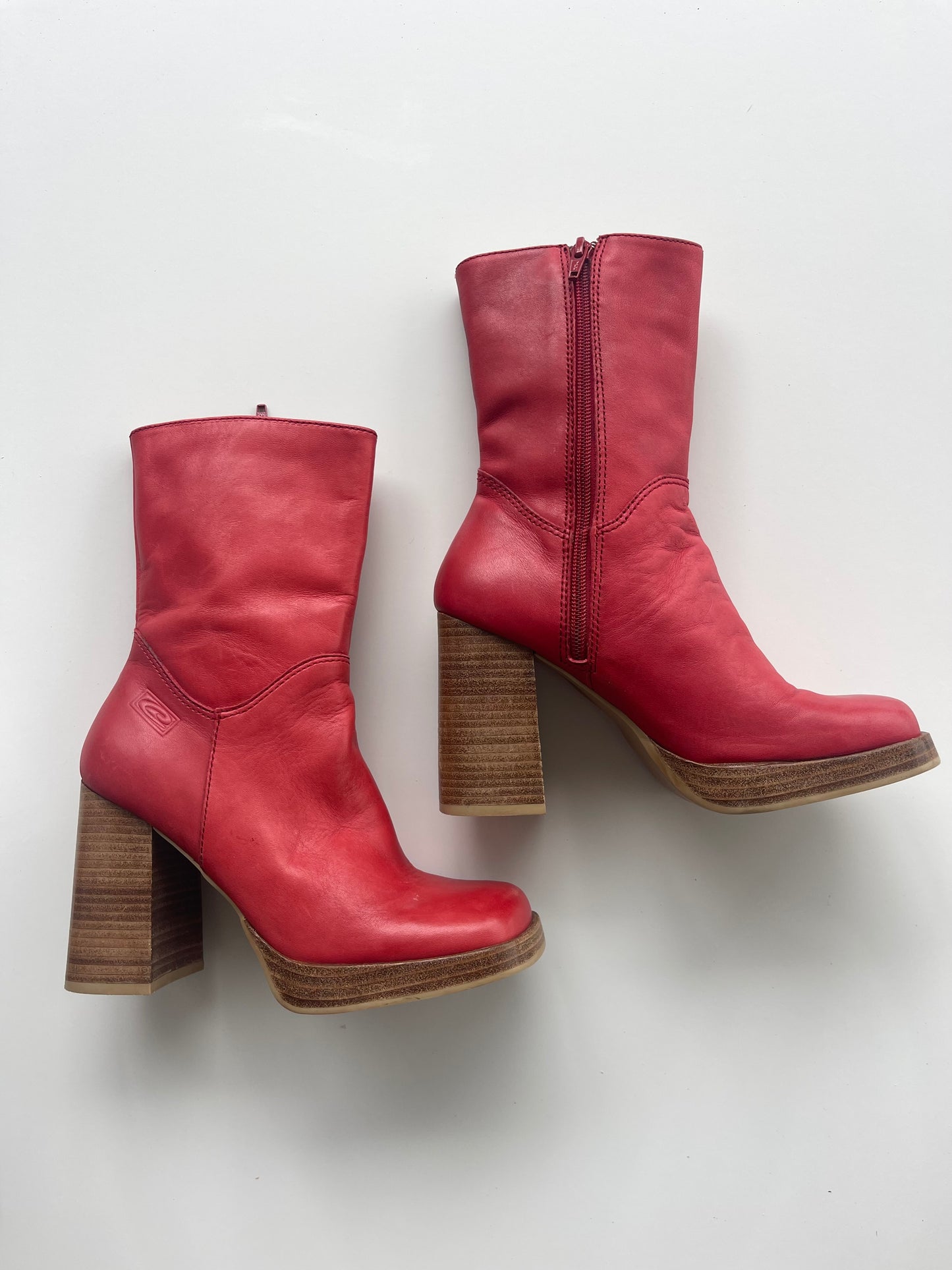 Vintage Candie’s Red Leather Platform Boots
