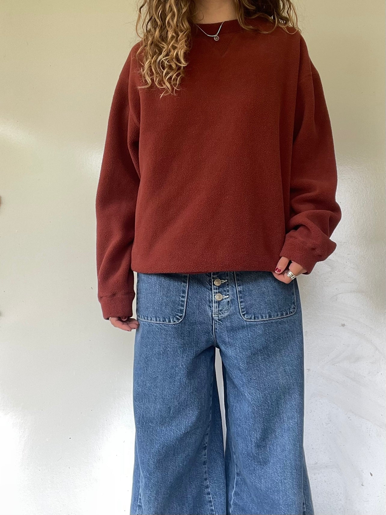 90s Cabela’s Burnt Orange Fleece Pullover Sweatshirt
