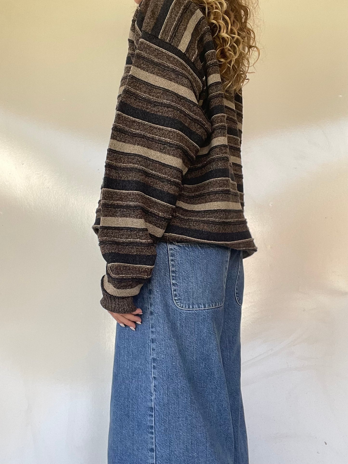 90s Brown Striped Sweater
