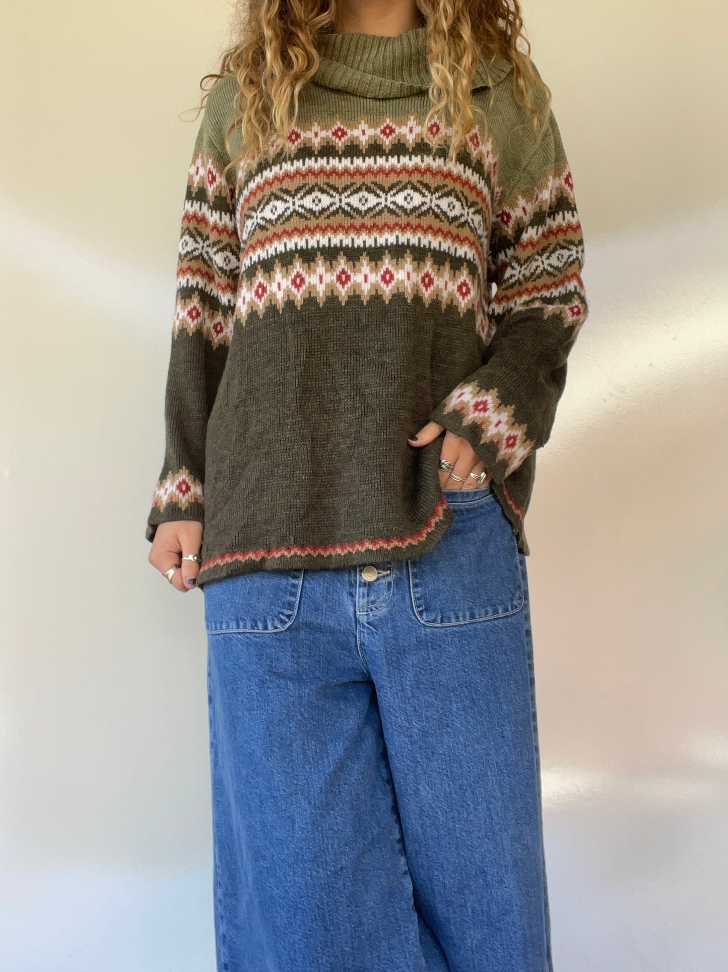 Vintage Patterned Knit Sweater