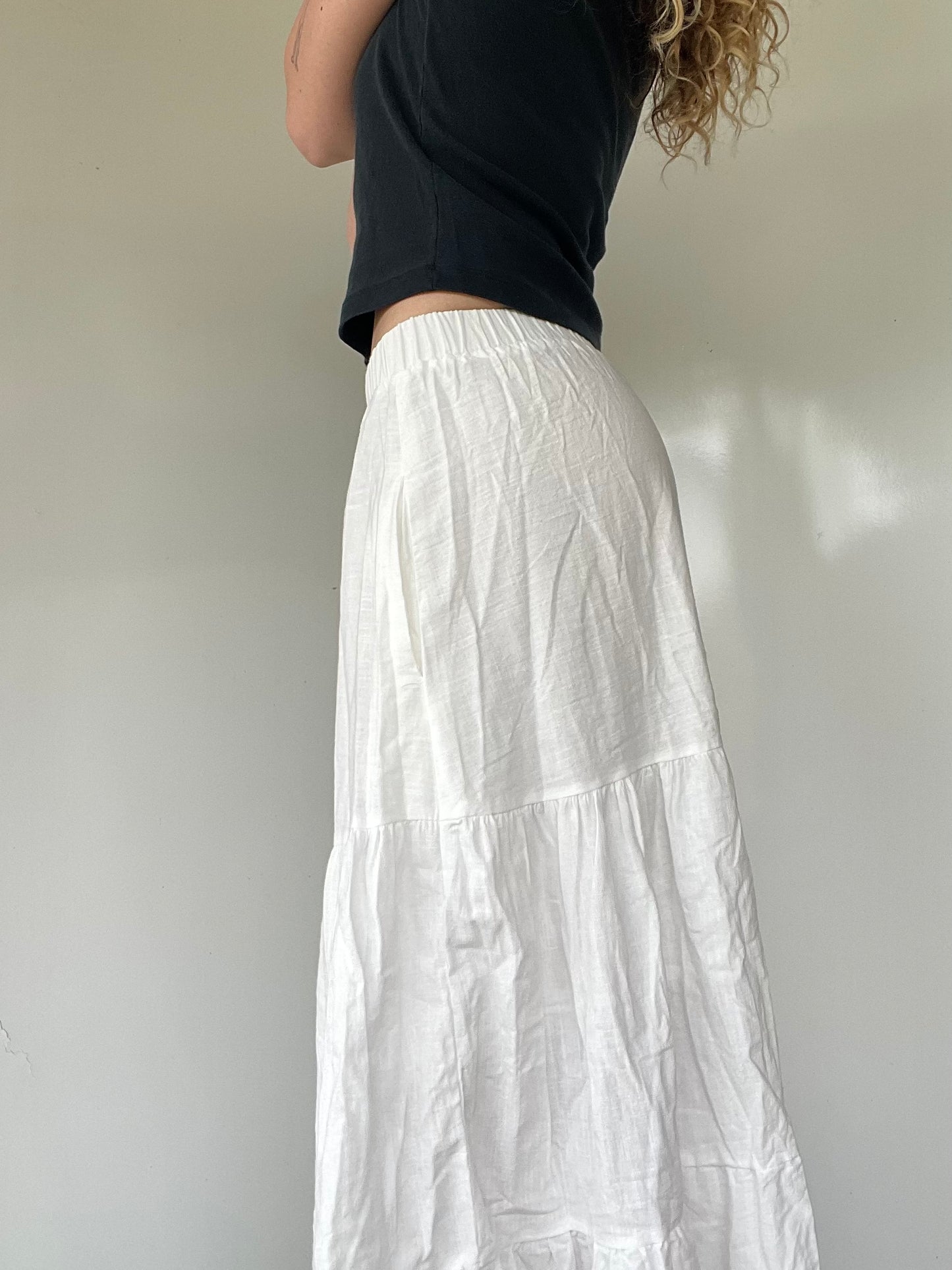 White Flowy Maxi Skirt