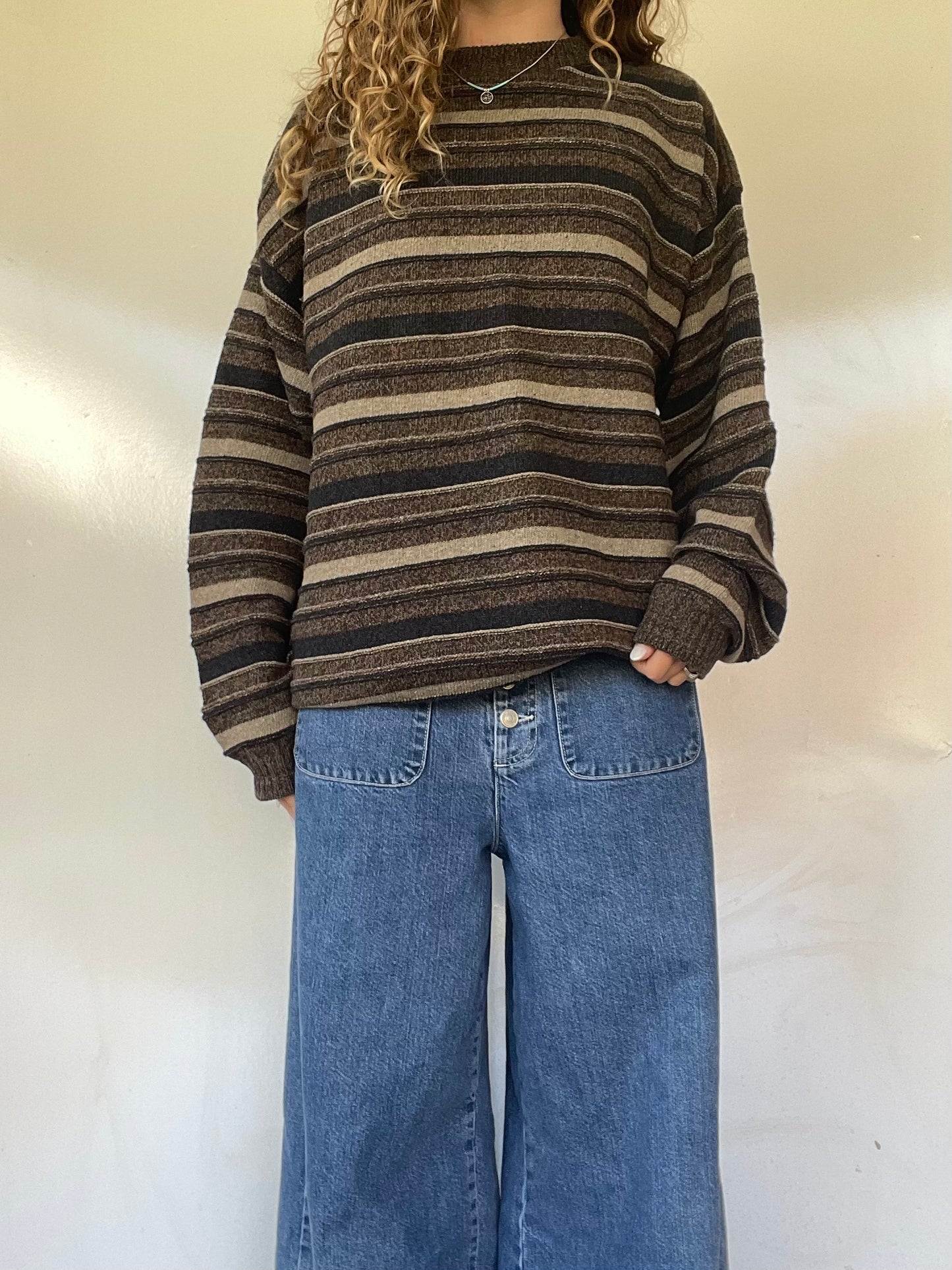 90s Brown Striped Sweater