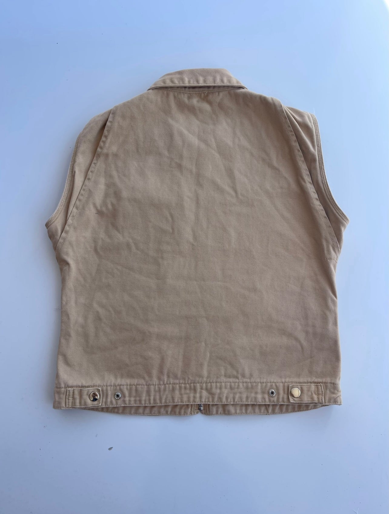 Vintage Tan Canvas Vest With Cowgirl Graphic Inside Lining