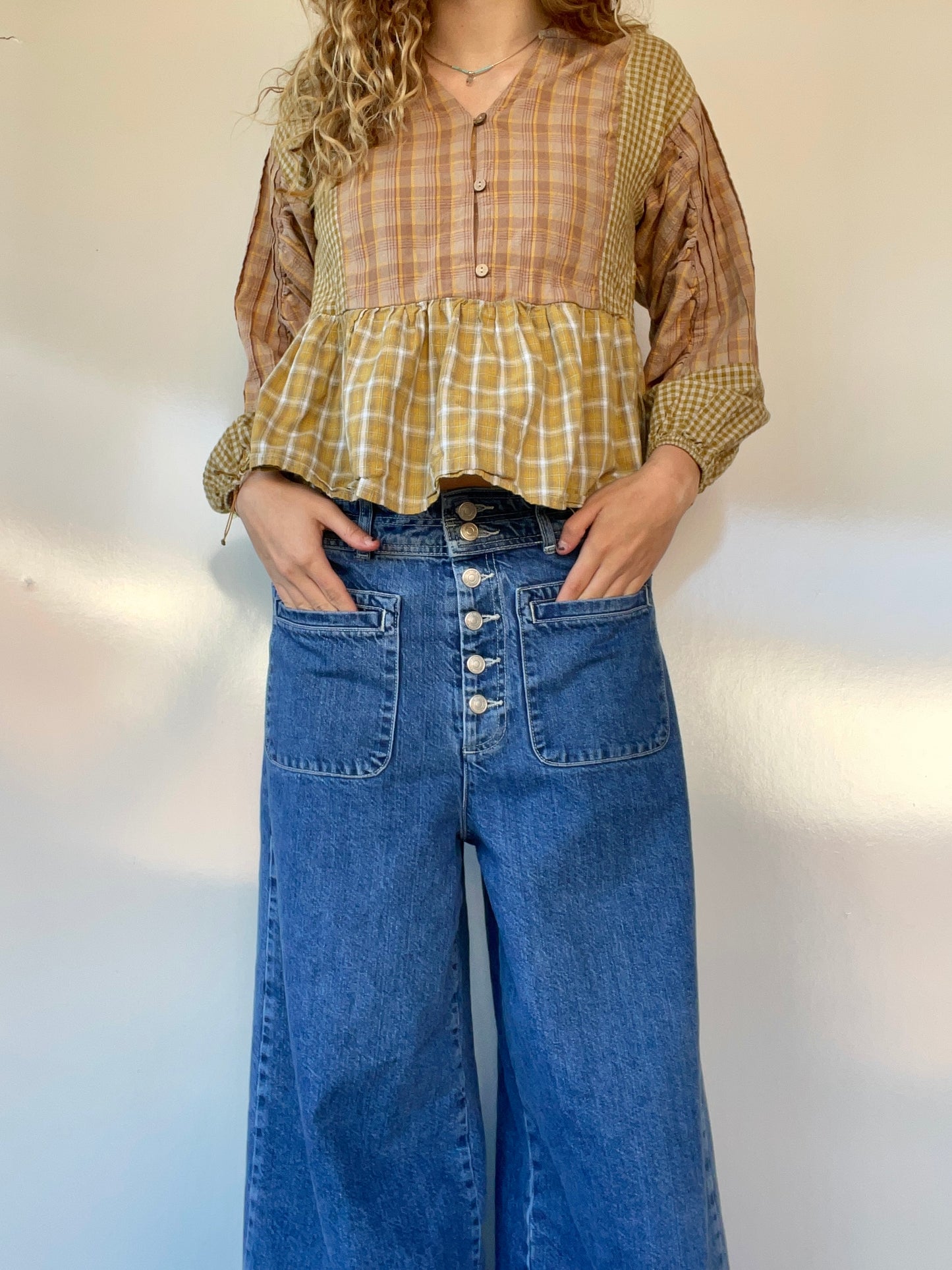 Plaid Patchwork Blouse