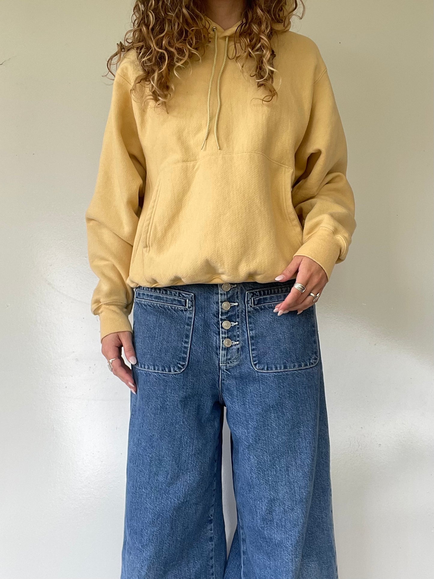 90s Champion Pastel Yellow Hoodie