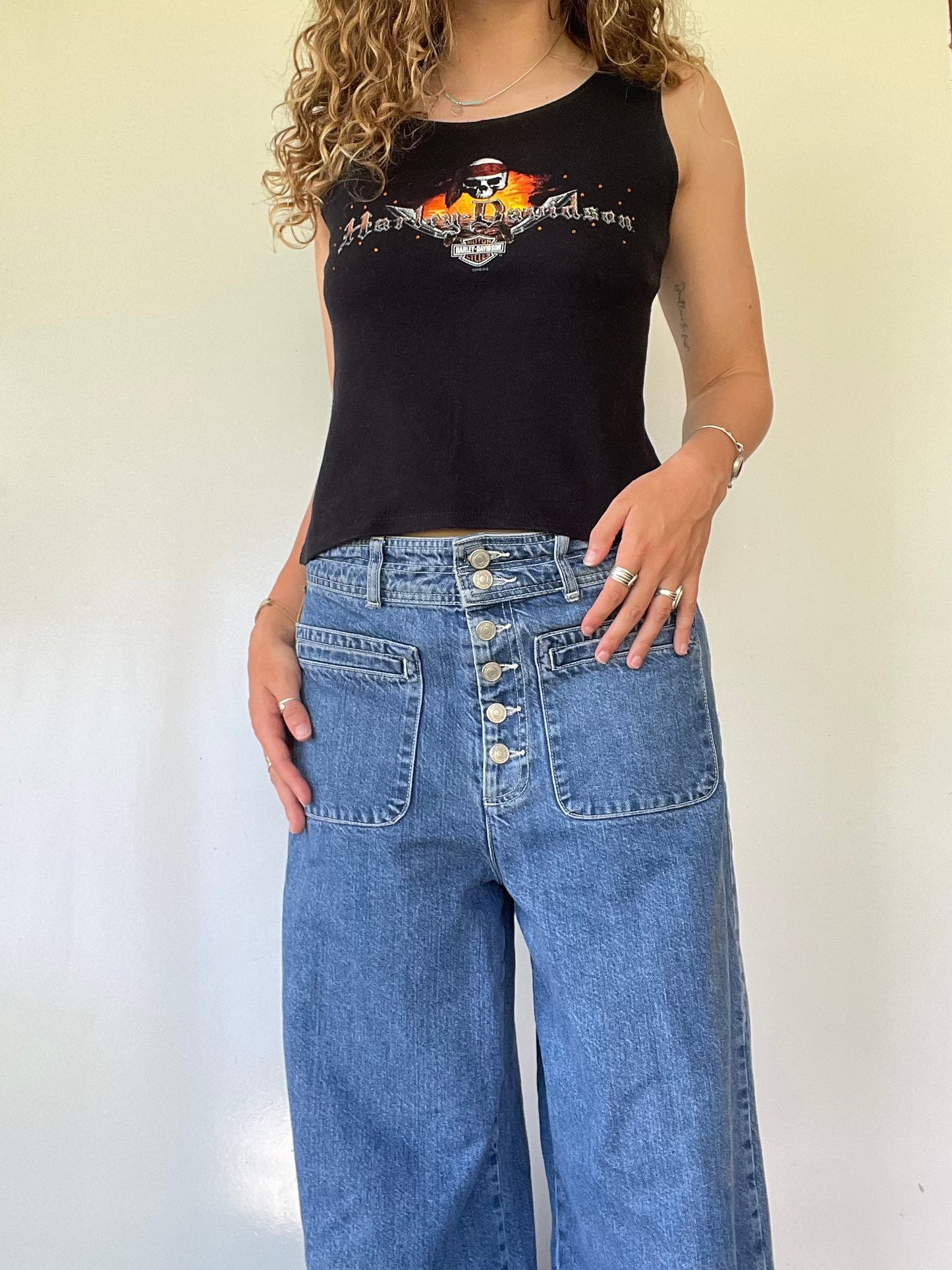 00s Harley Davidson Black Graphic Tank Top