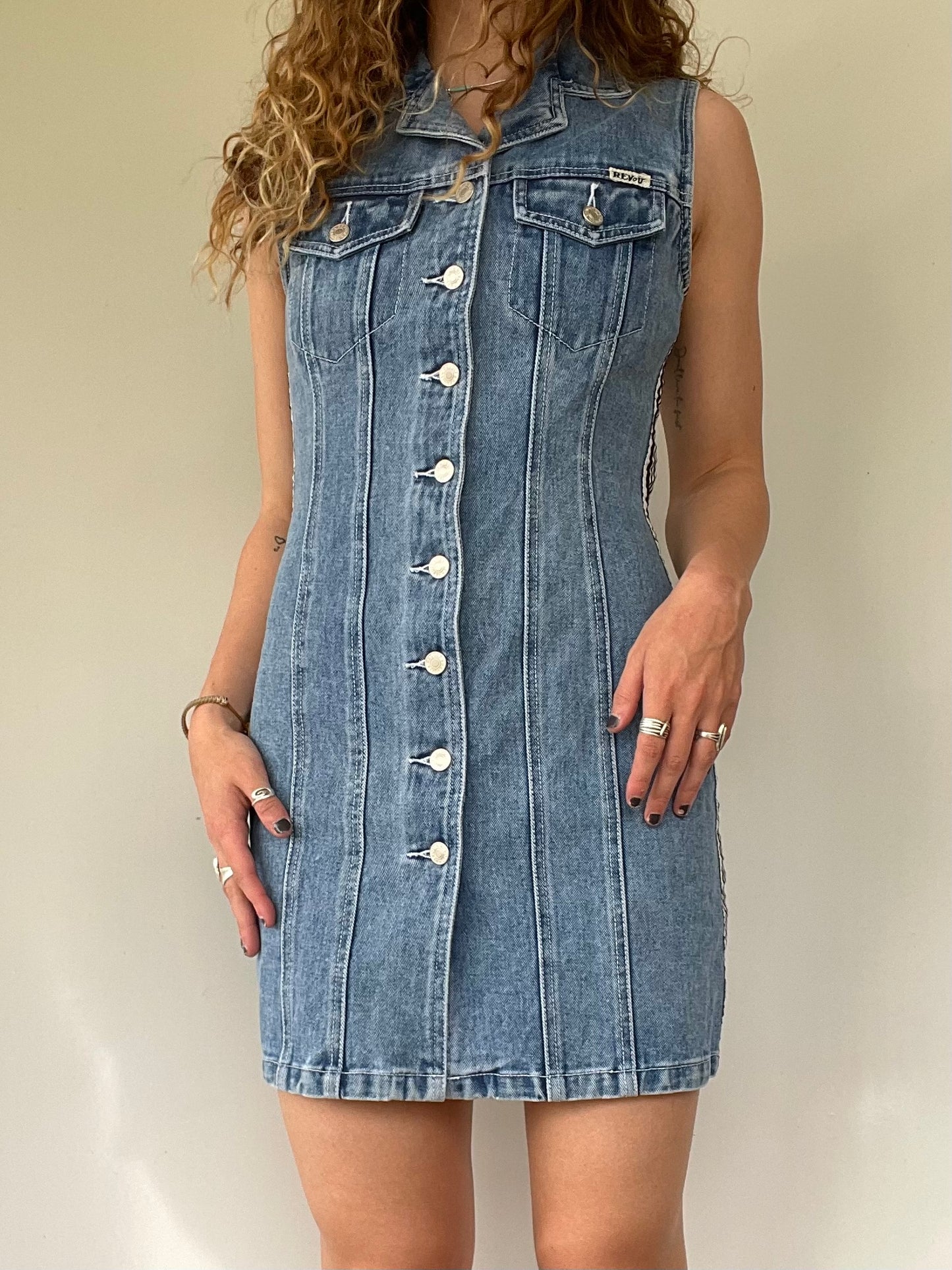 90s Vintage Denim Button Up Dress