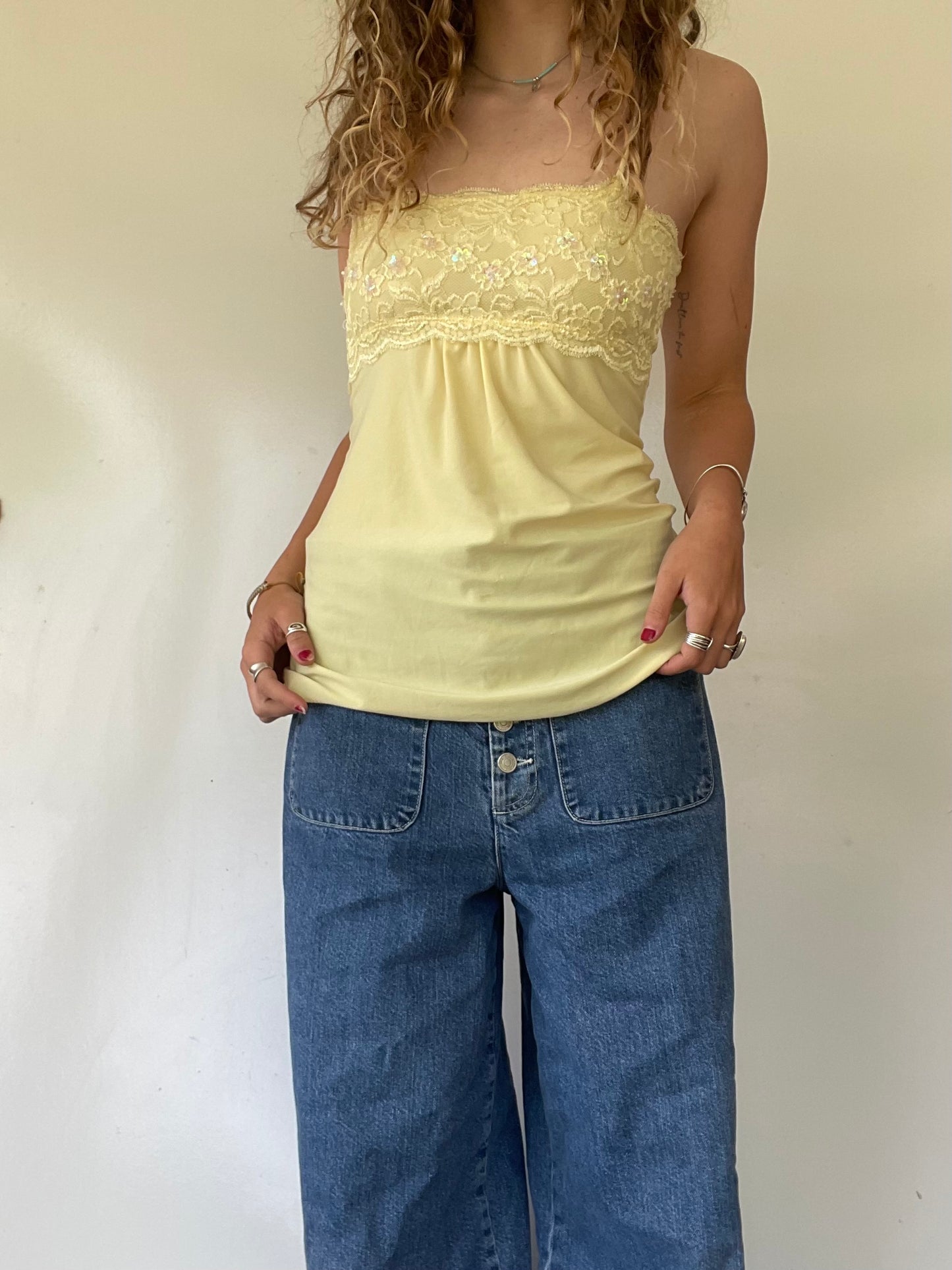 90s Yellow Beaded Tank Top