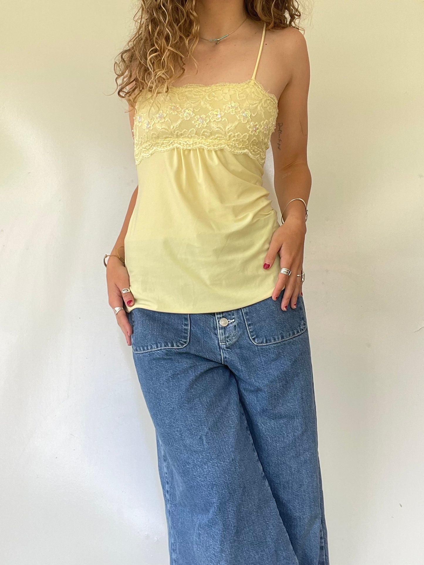 90s Yellow Beaded Tank Top