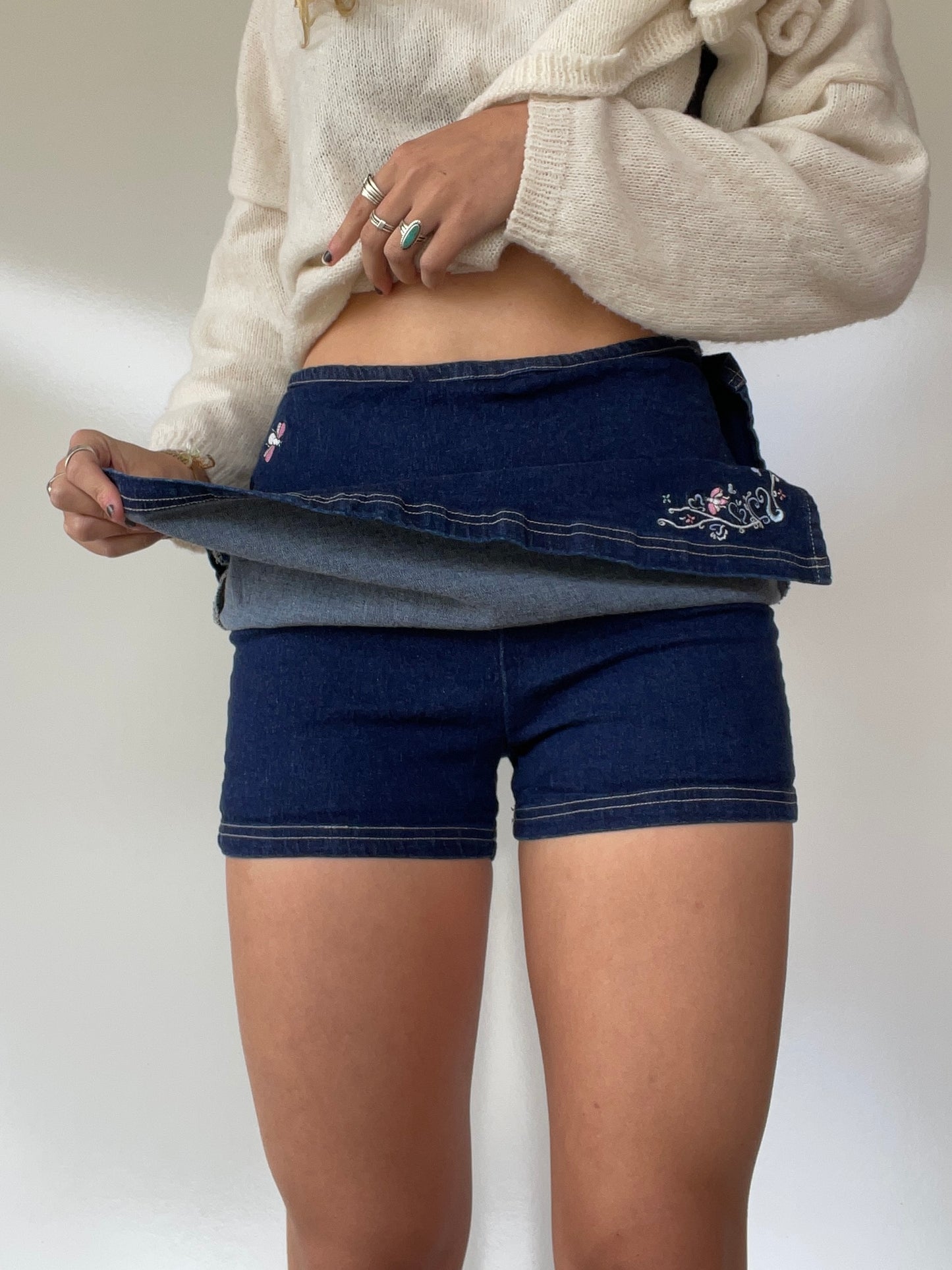 00s No Boundaries Embroidered Jean Skort