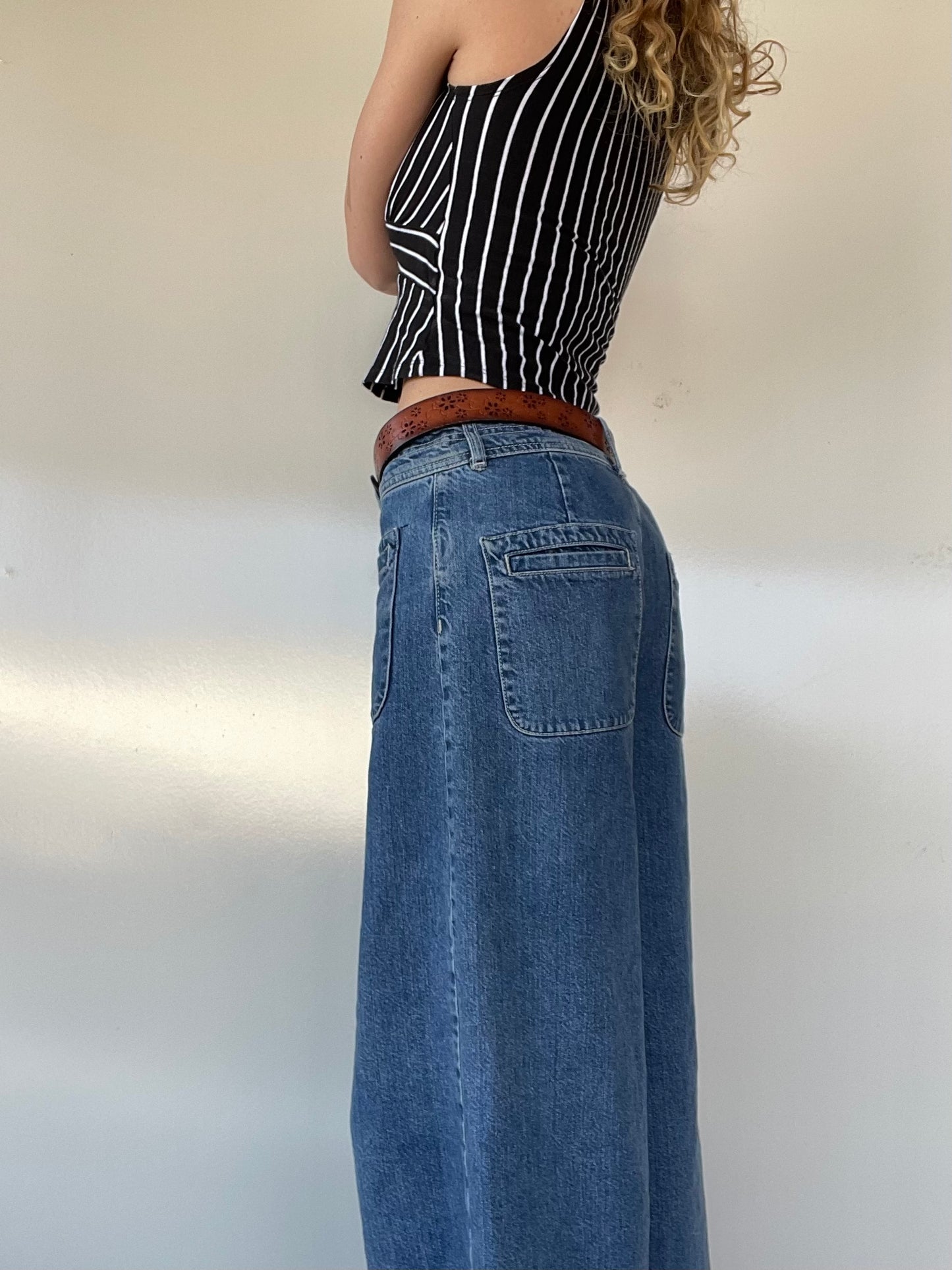 Striped Deep V-Neck Crop Top