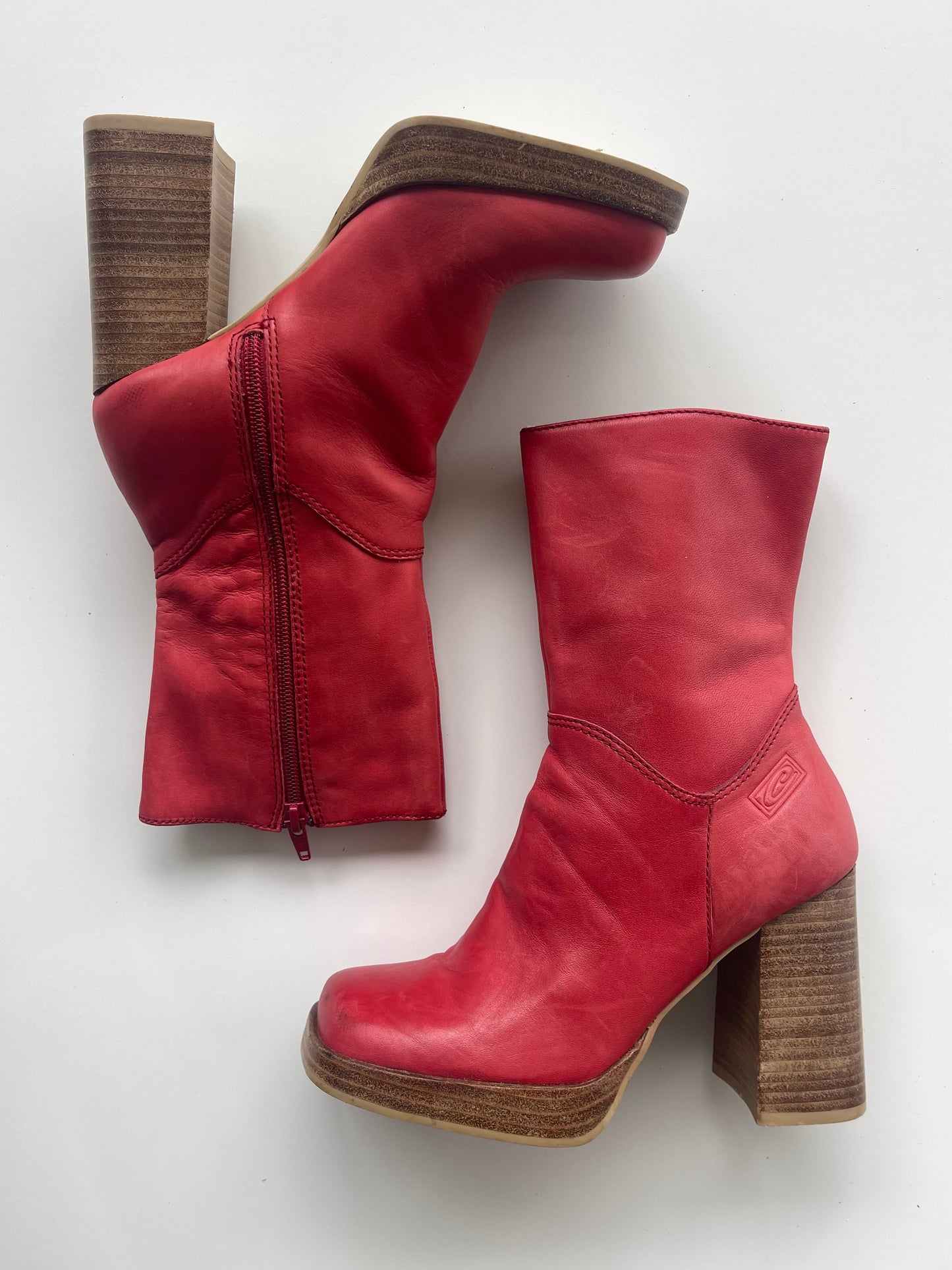 Vintage Candie’s Red Leather Platform Boots