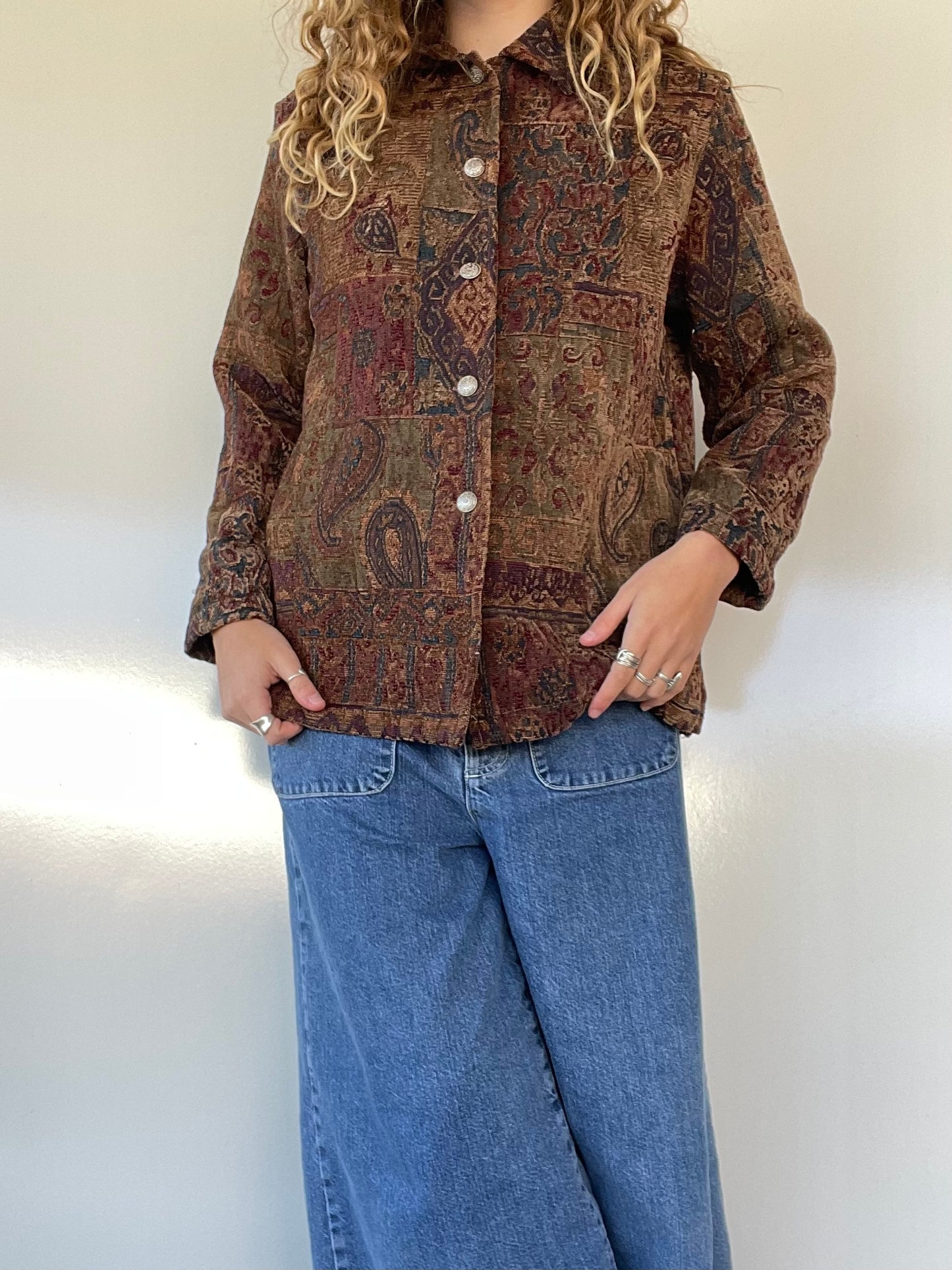 Vintage Tapestry Button Up Jacket