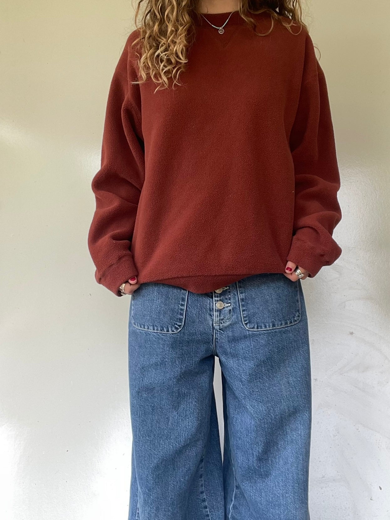 90s Cabela’s Burnt Orange Fleece Pullover Sweatshirt