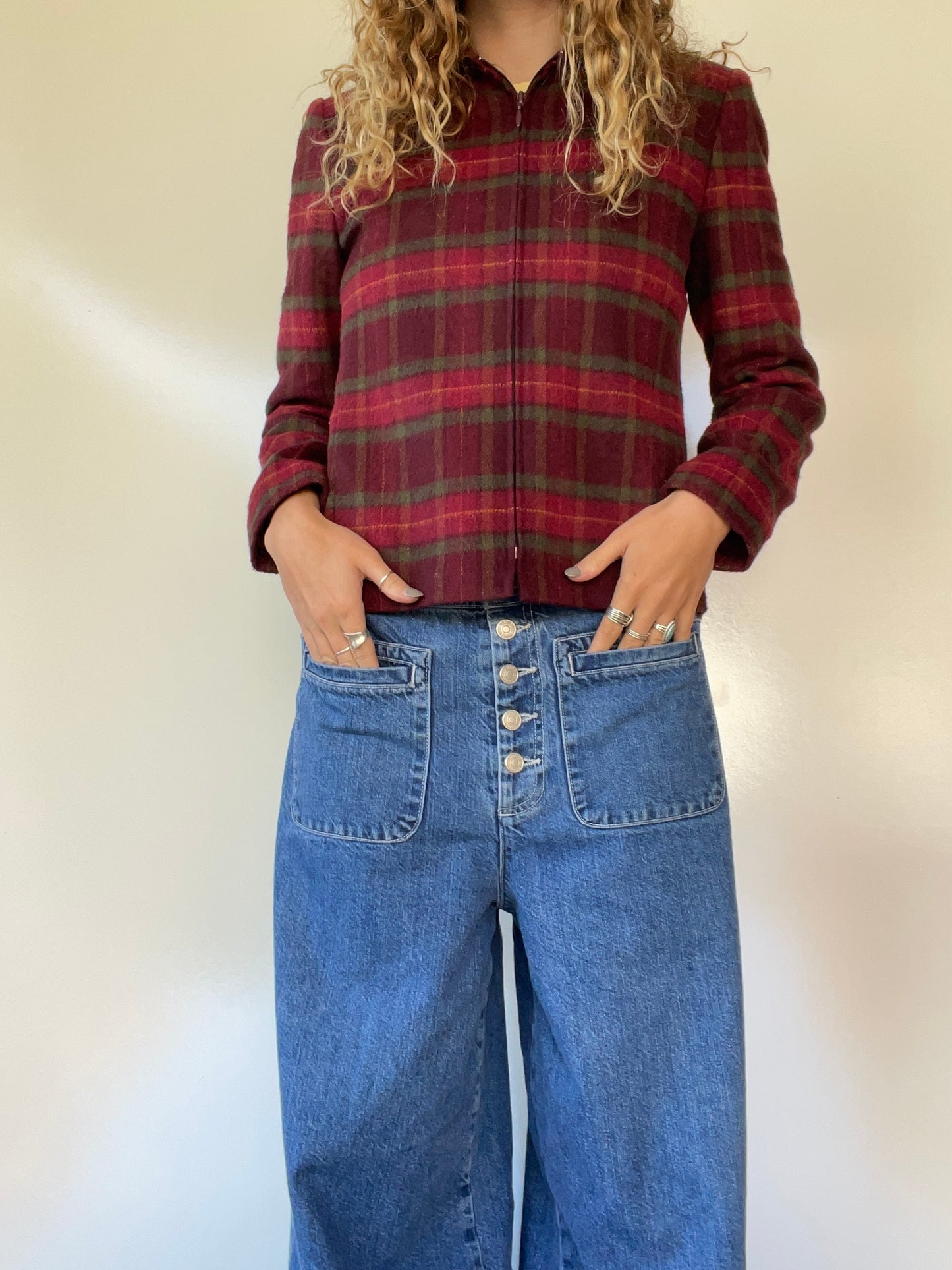 Vintage Plaid Zip Up Jacket