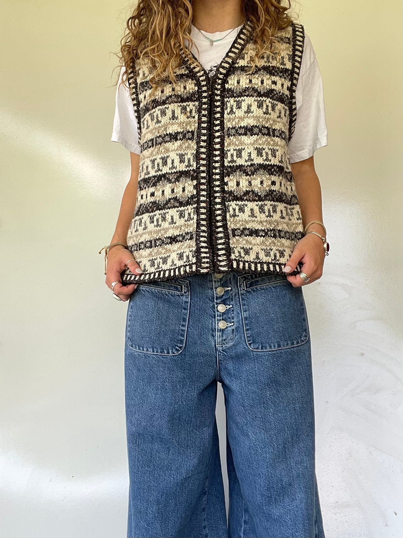 90s Vintage Patterned Sweater Vest