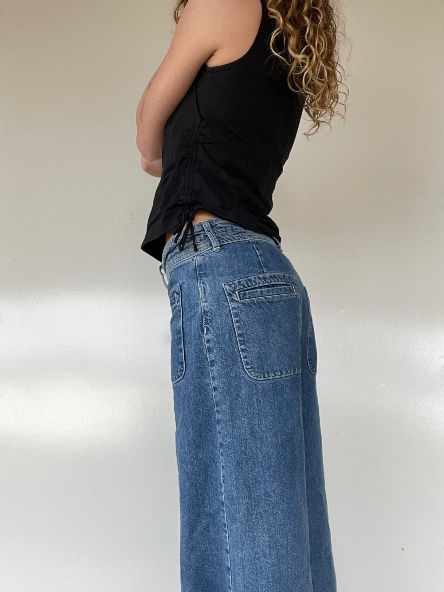 00s Black Button Up Corset Top