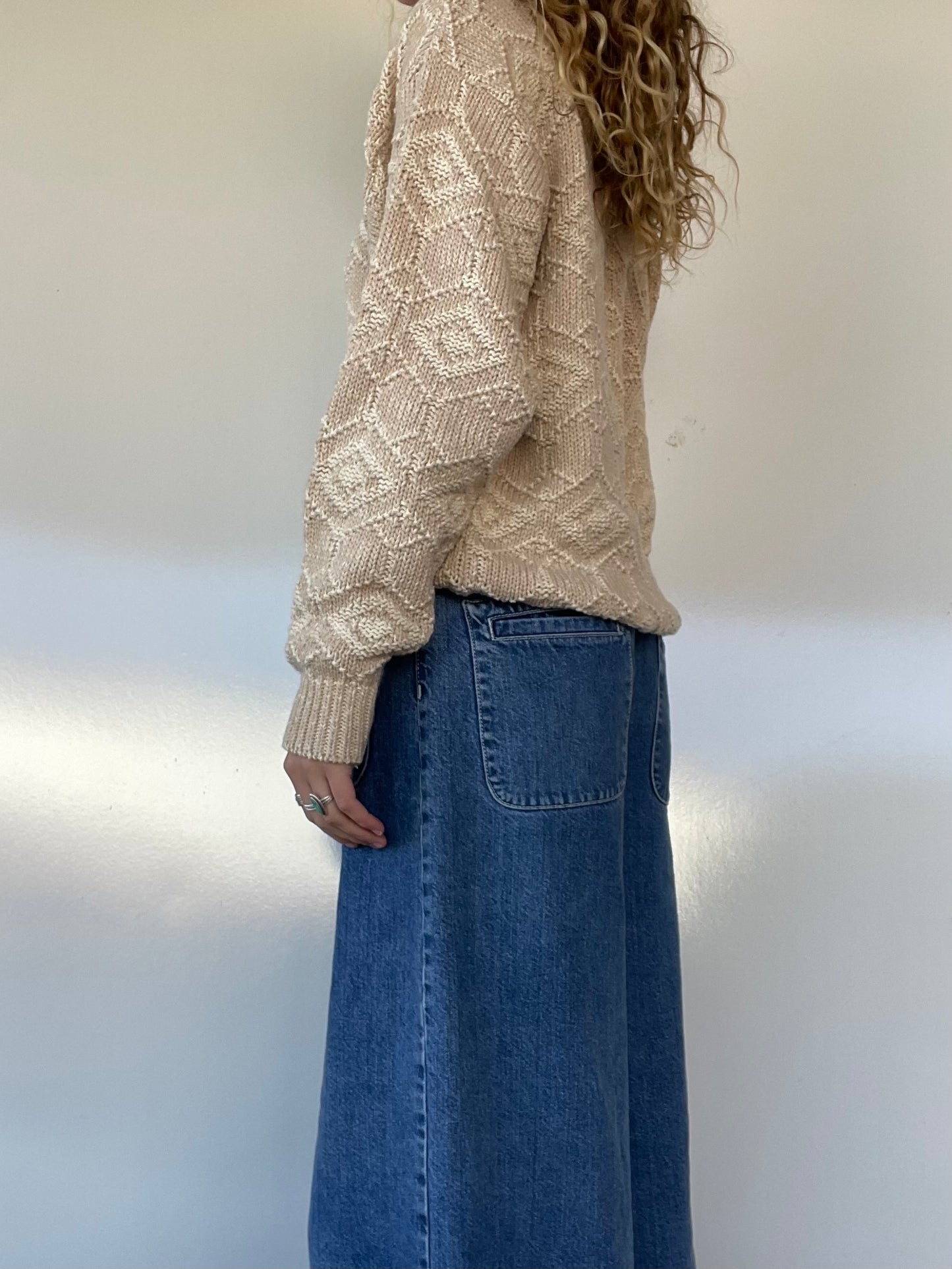80s Vintage Cream Chunky Knit Sweater