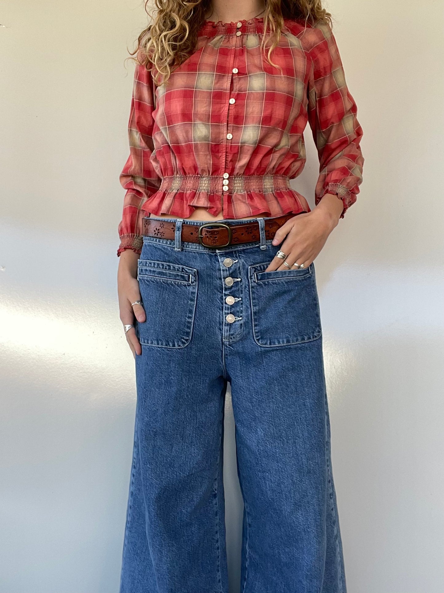 Ralph Lauren Plaid Button Up Blouse