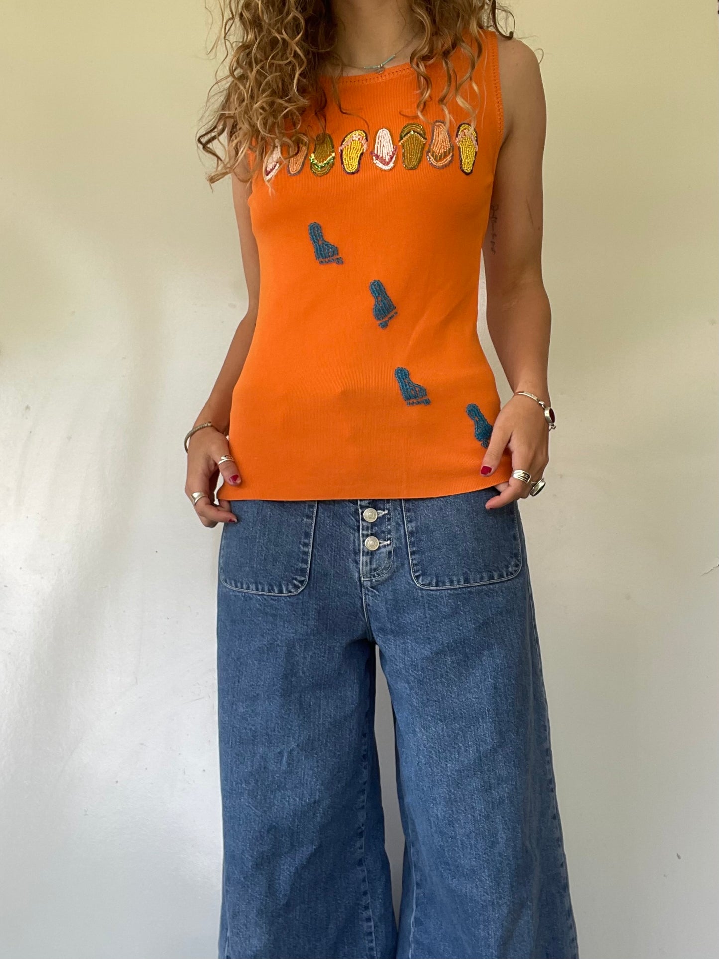 90s Beaded Flip Flop Top