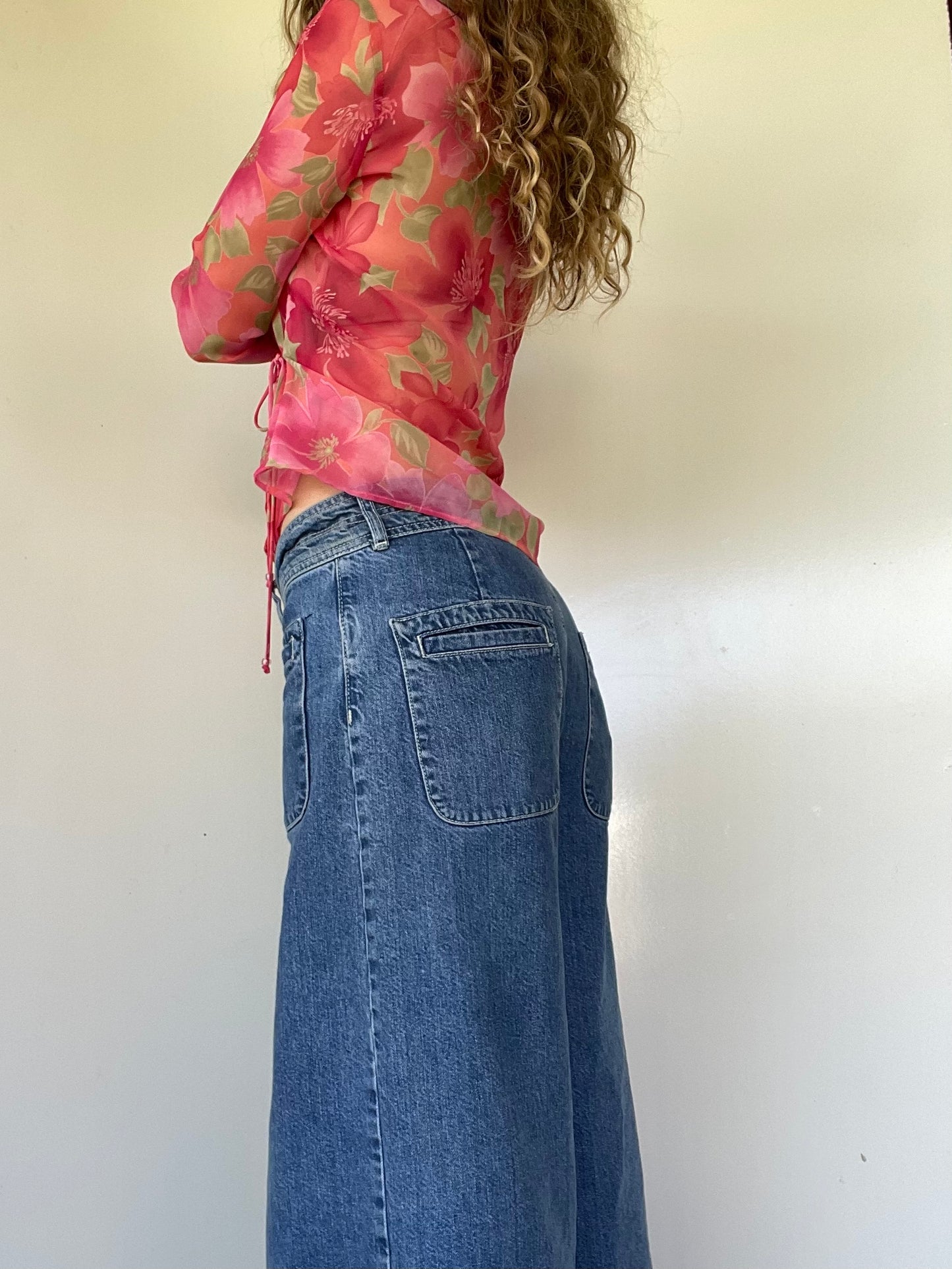 Vintage Sheer Floral Wrap Top