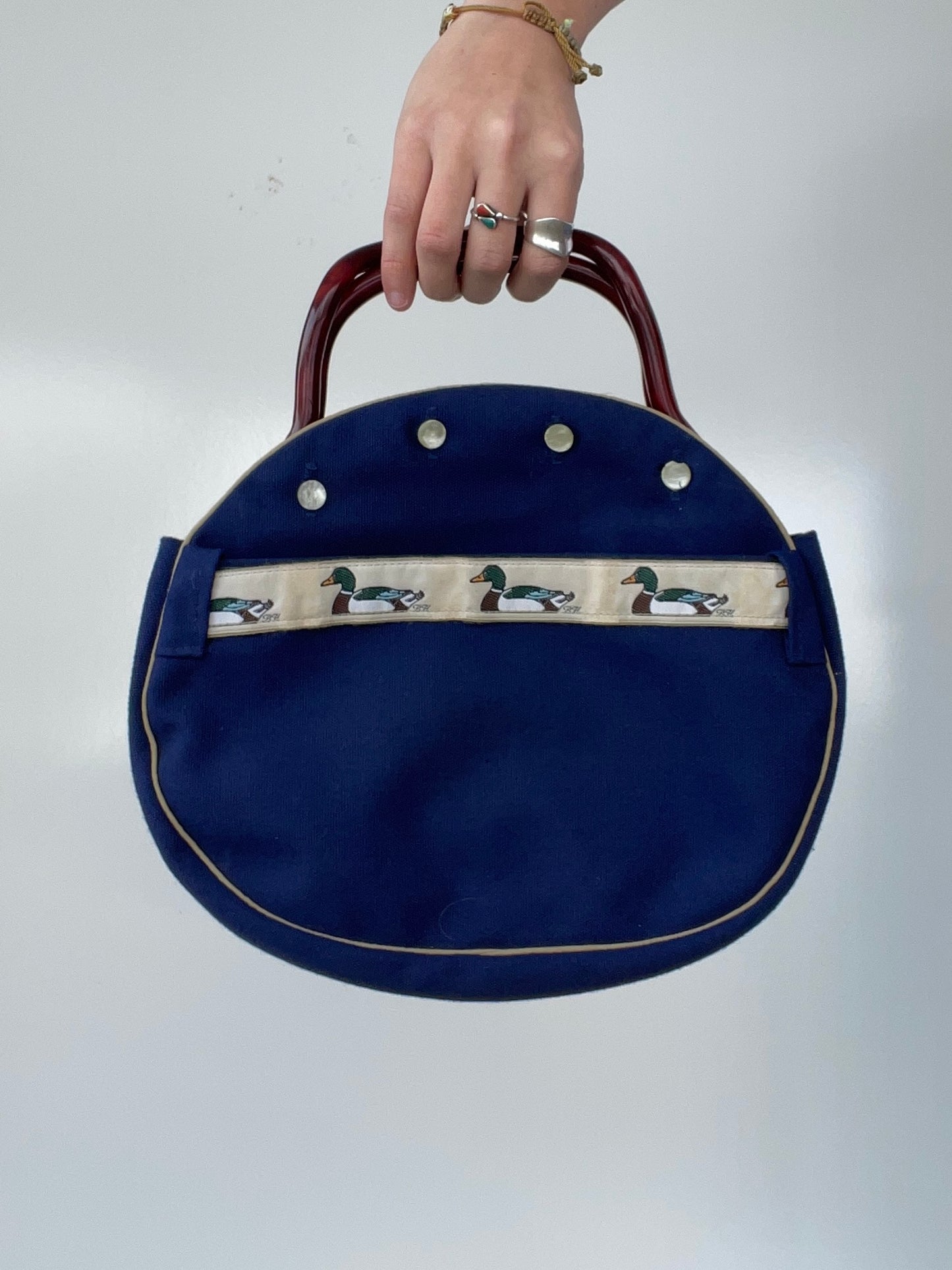 Vintage Navy Blue Duck Clutch