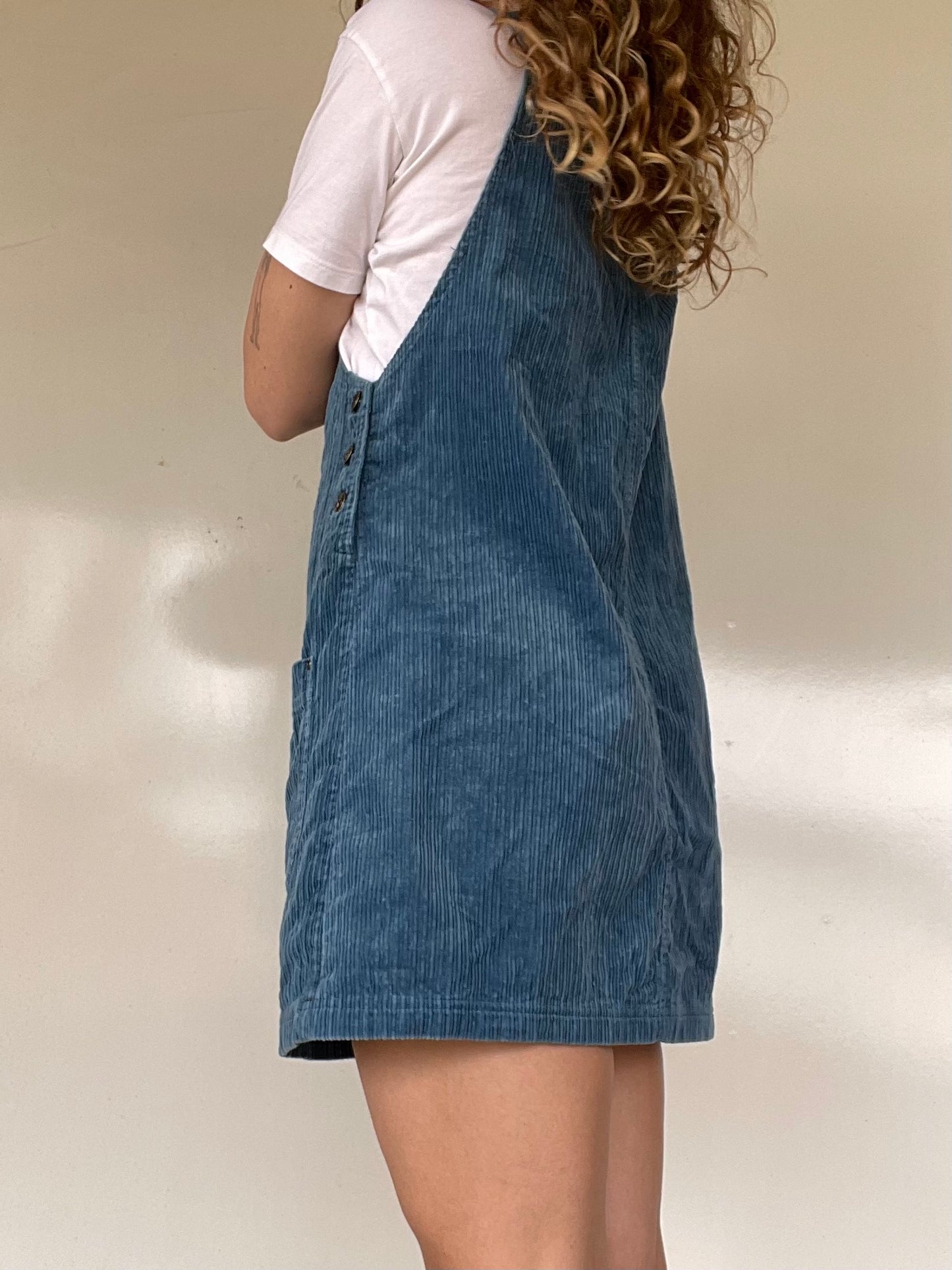 90s Blue Corduroy Dress