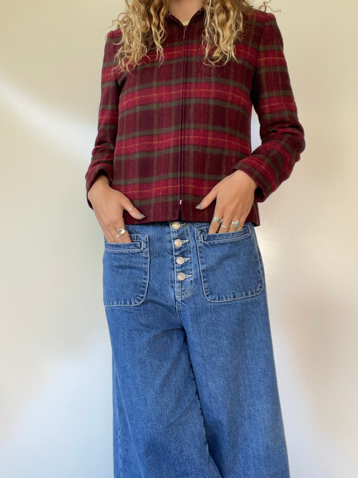 Vintage Plaid Zip Up Jacket