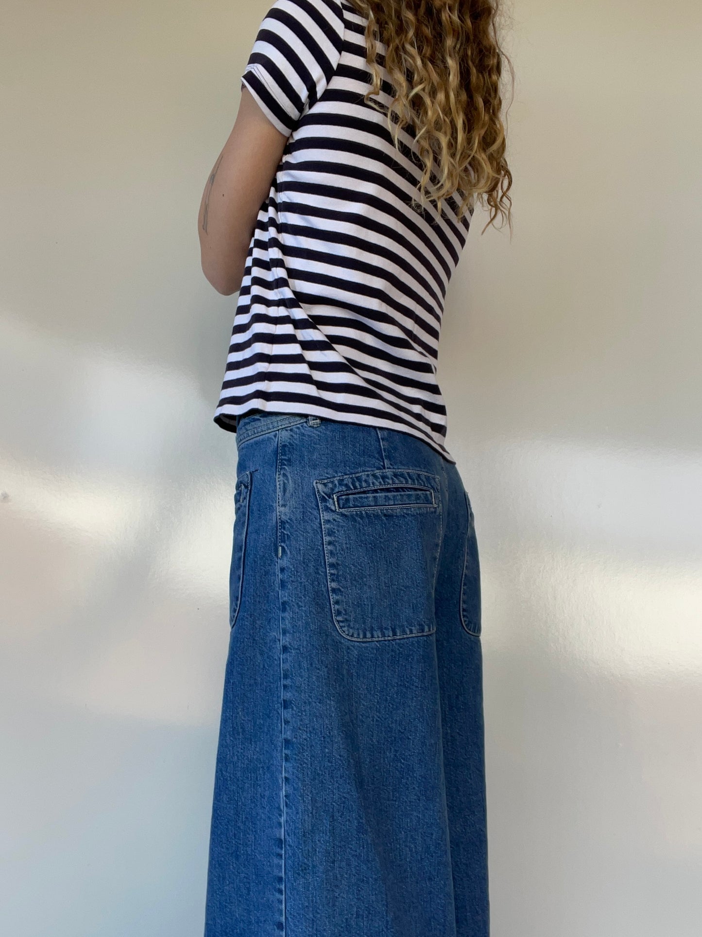 Navy Blue and White Striped Baby Tee