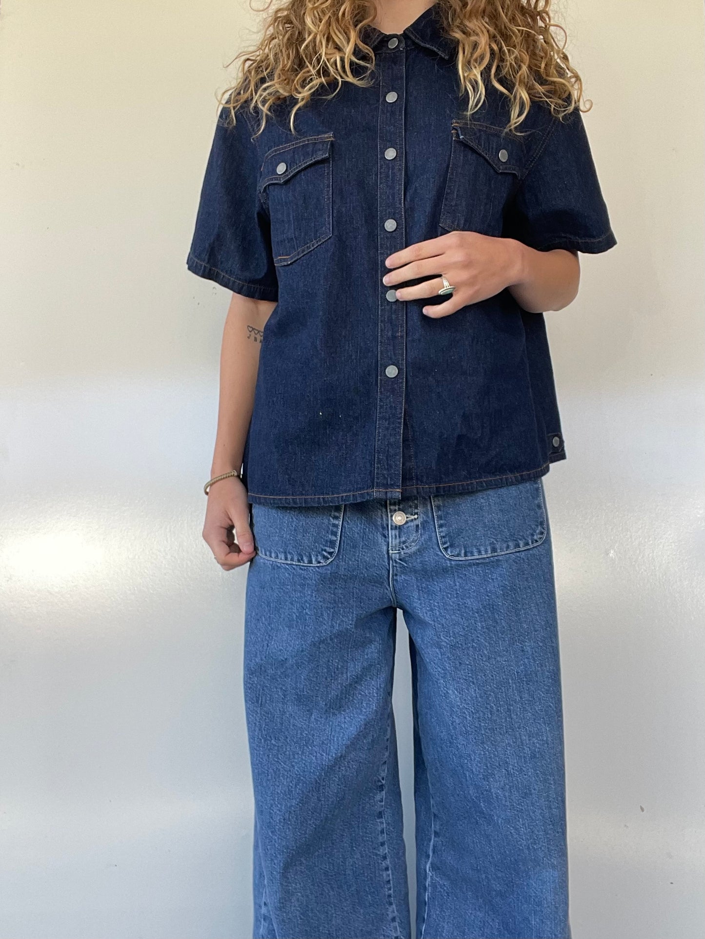 Dark Wash Denim Button Up
