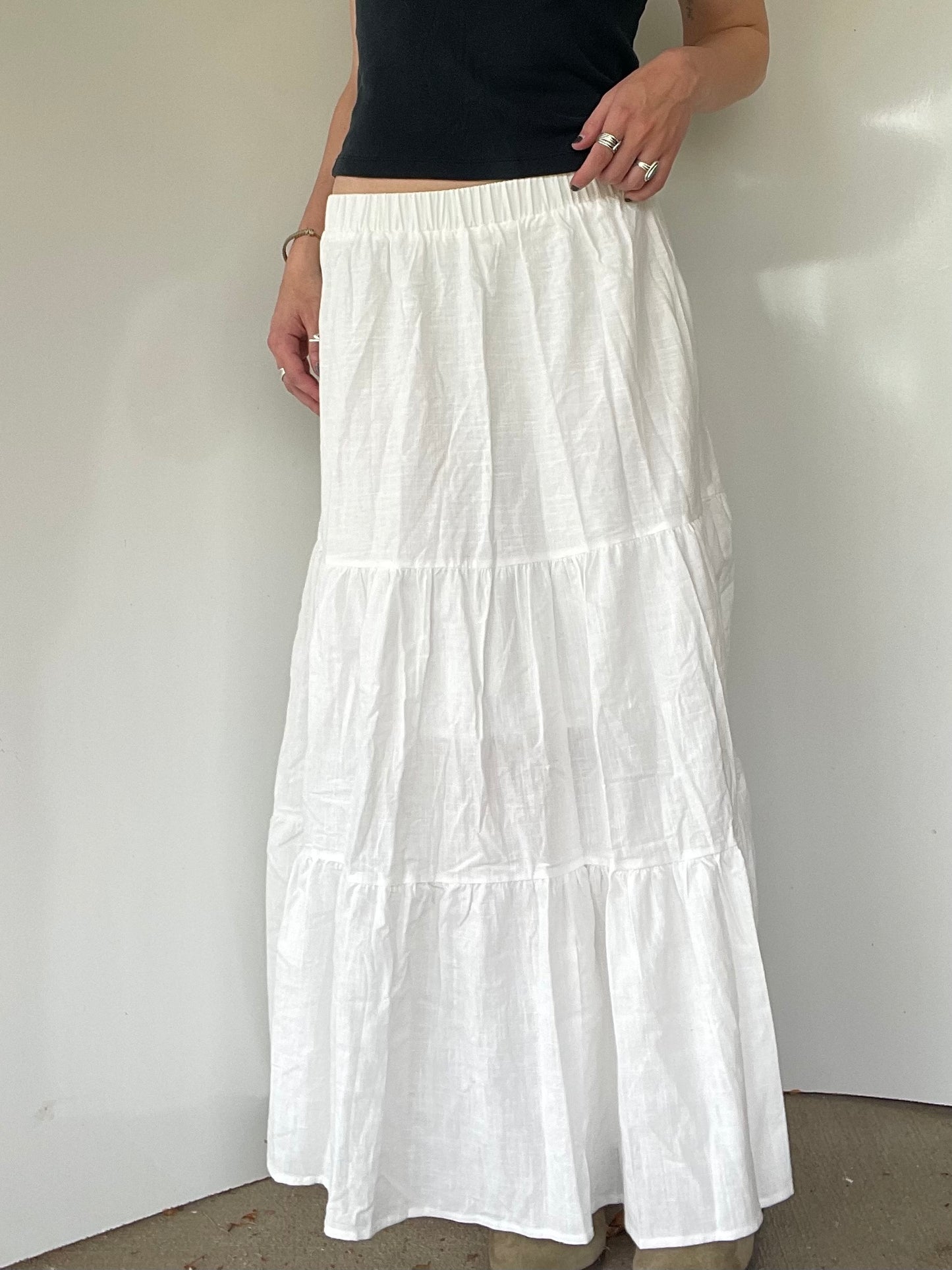White Flowy Maxi Skirt
