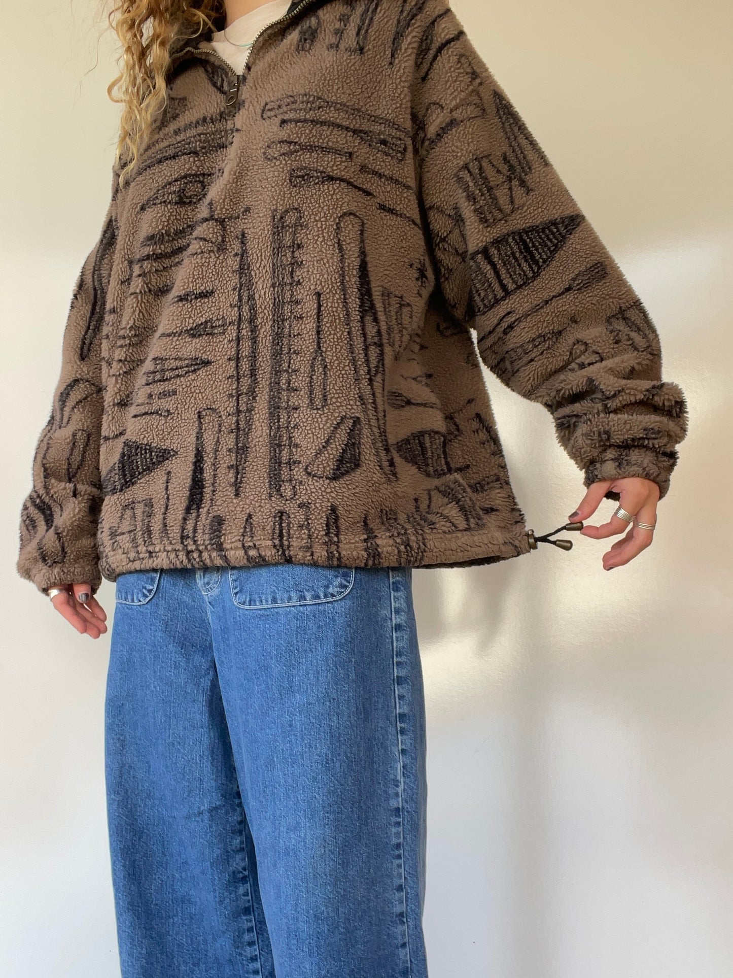 90s Vintage Graphic Fleece Quarter Zip