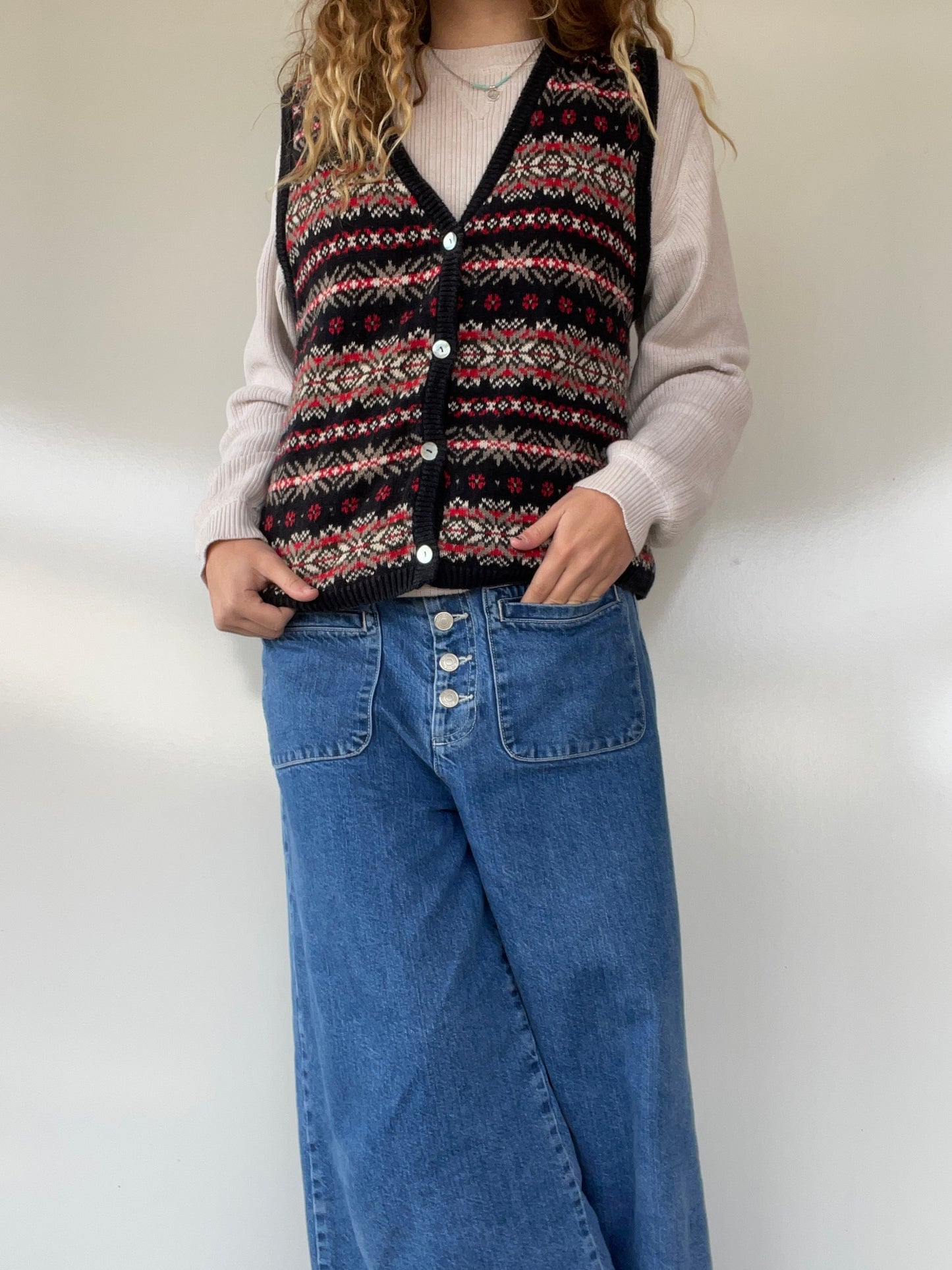 Vintage Patterned Sweater Vest