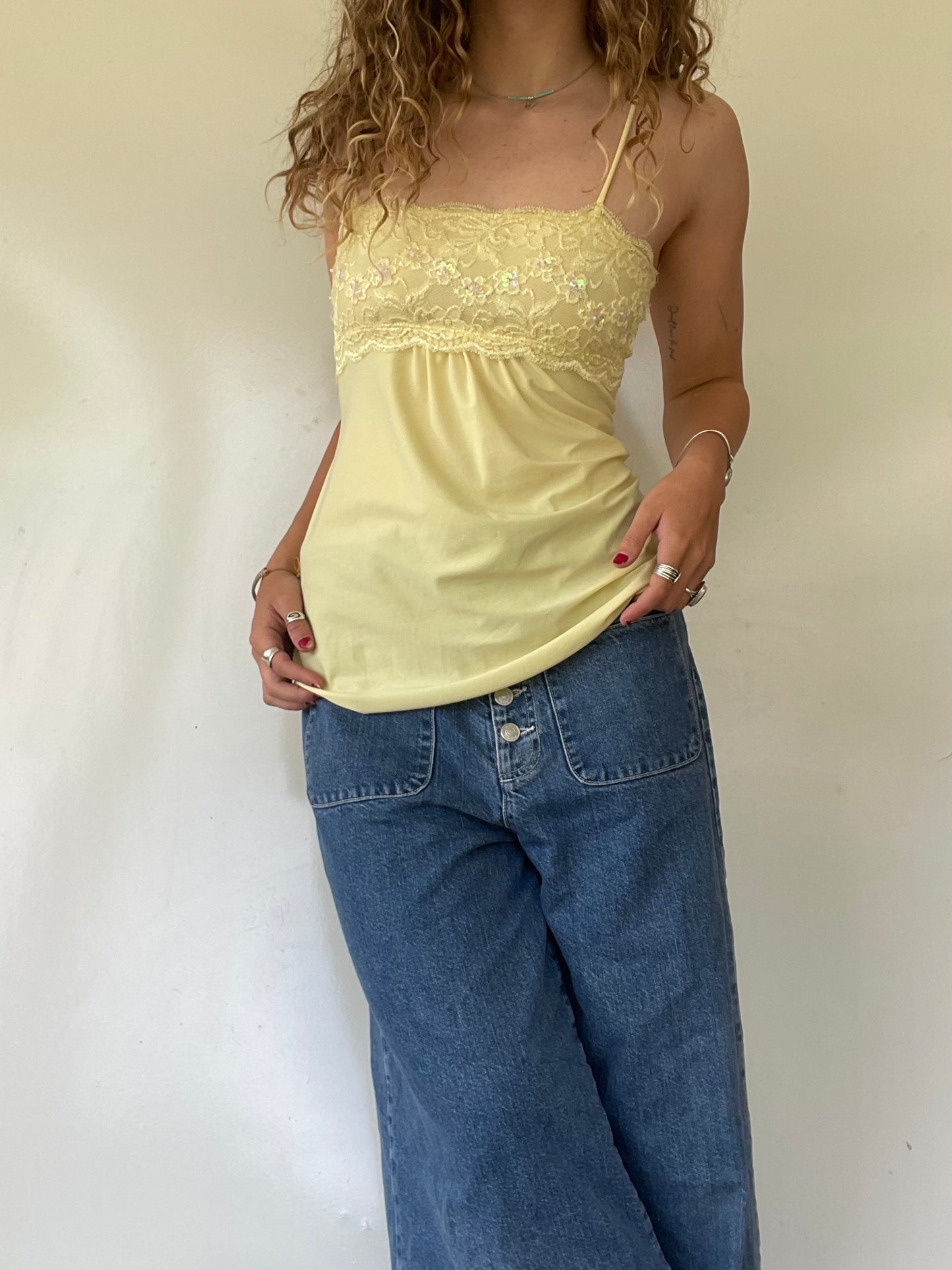 90s Yellow Beaded Tank Top