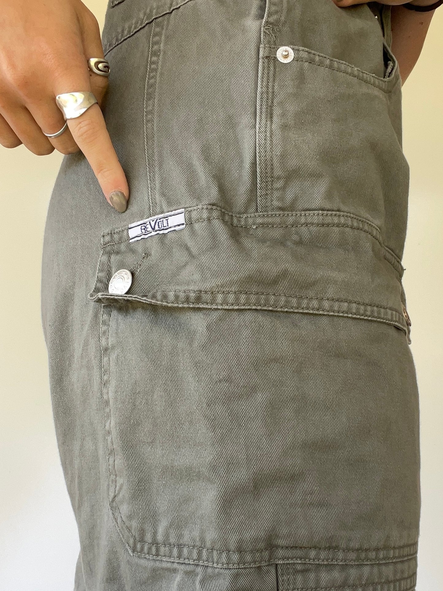 90s Olive Green Revolt Cargo Overalls
