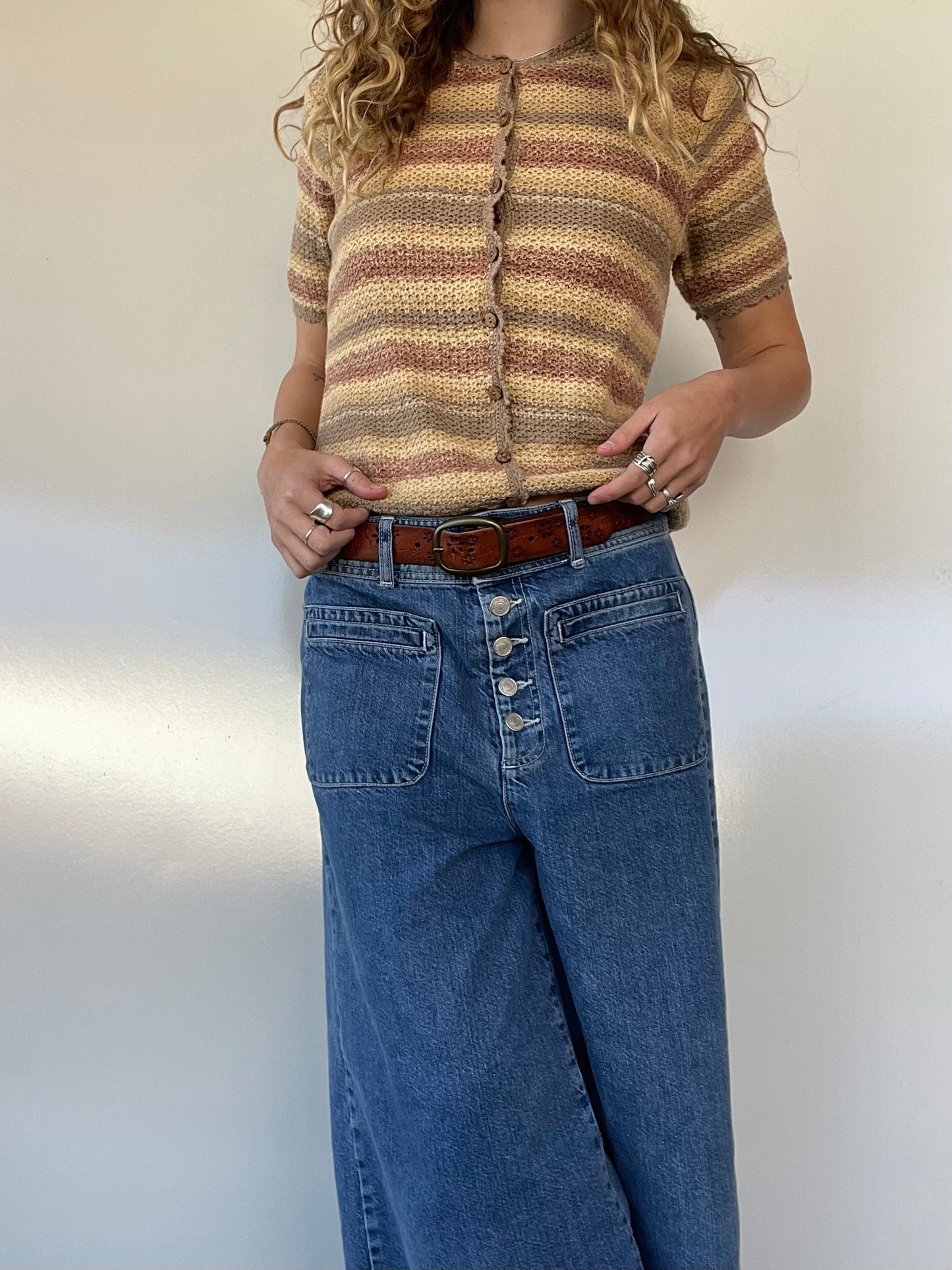Vintage Sweater Button Up Top