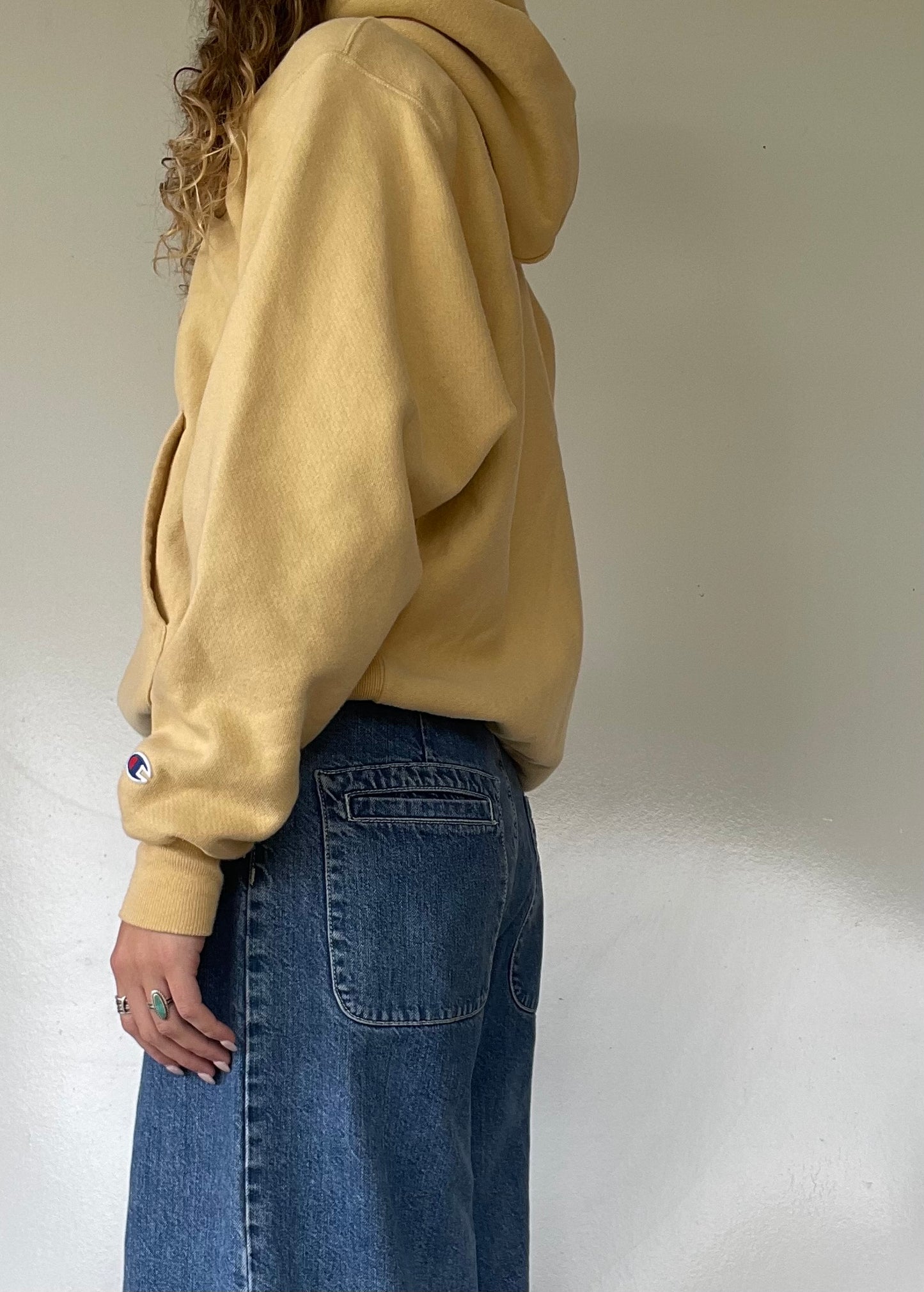 90s Champion Pastel Yellow Hoodie