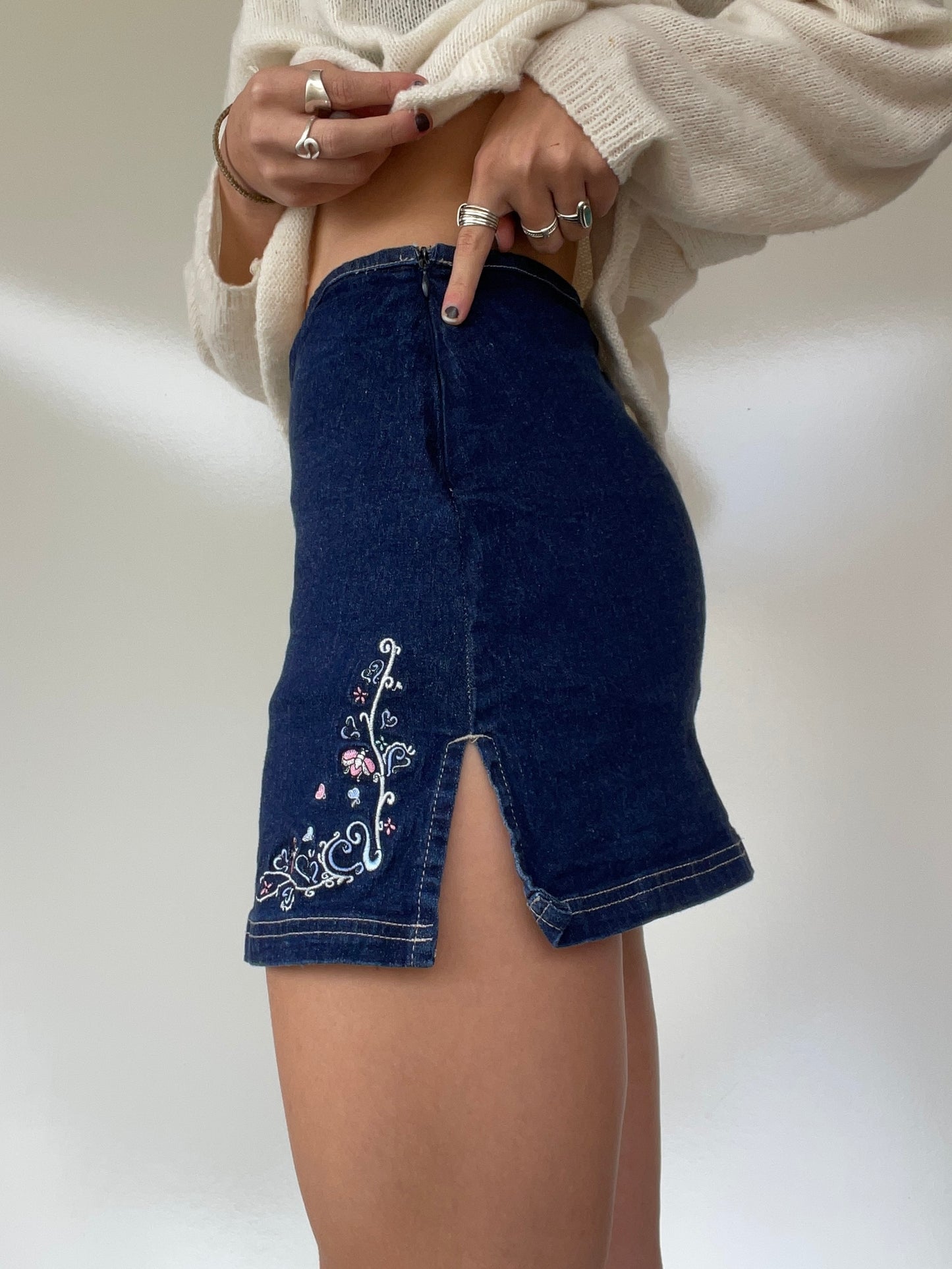 00s No Boundaries Embroidered Jean Skort