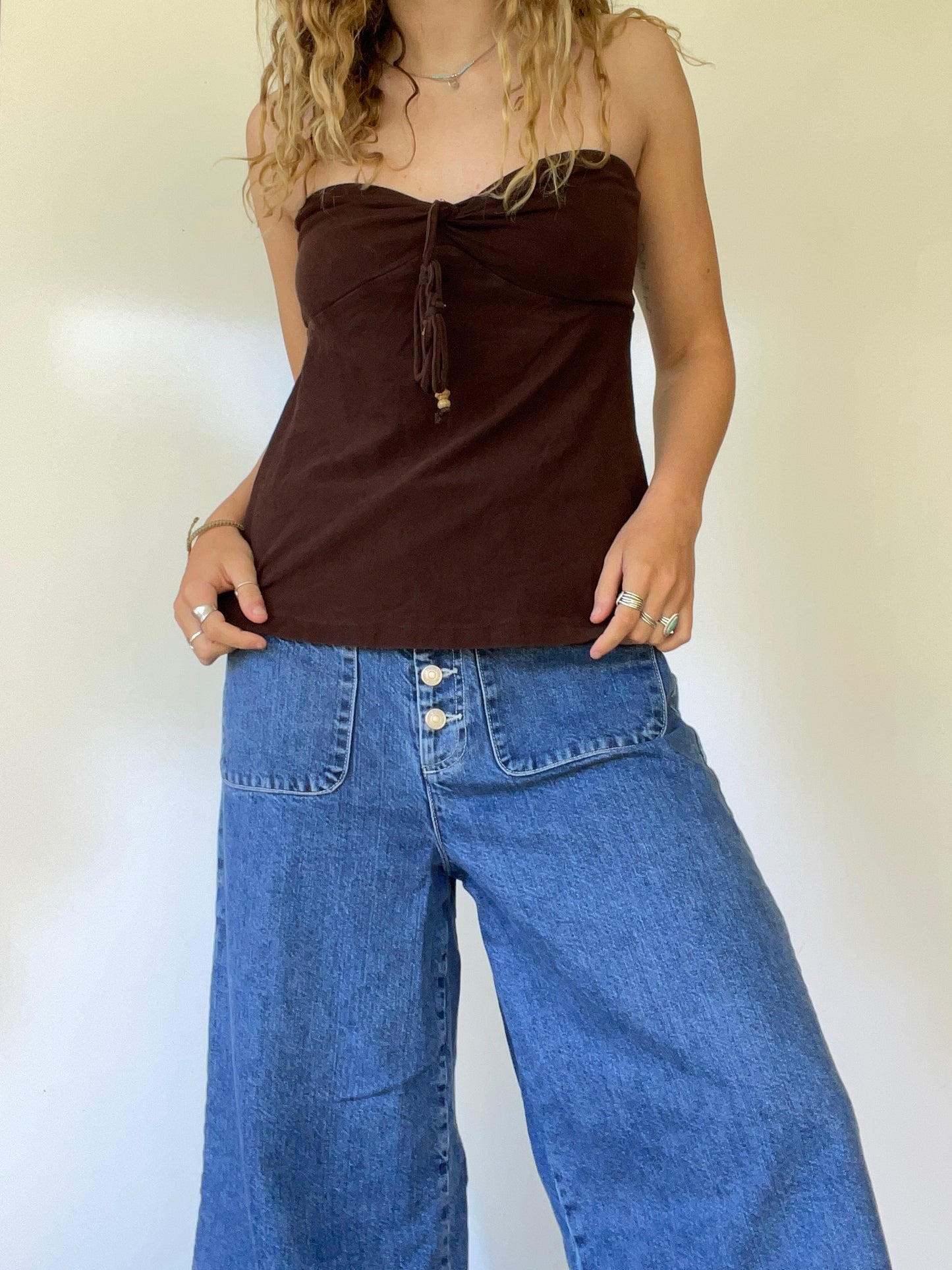 00s Brown Strapless Top