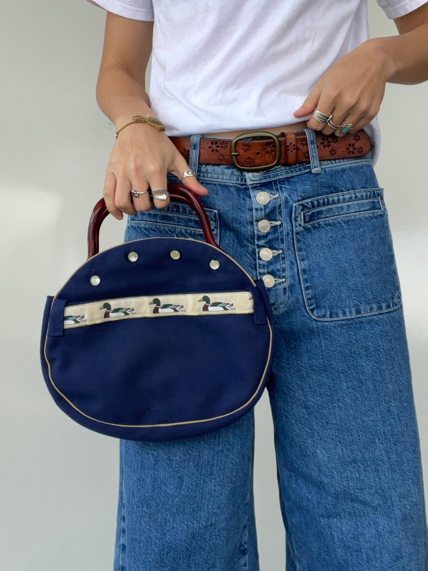 Vintage Navy Blue Duck Clutch