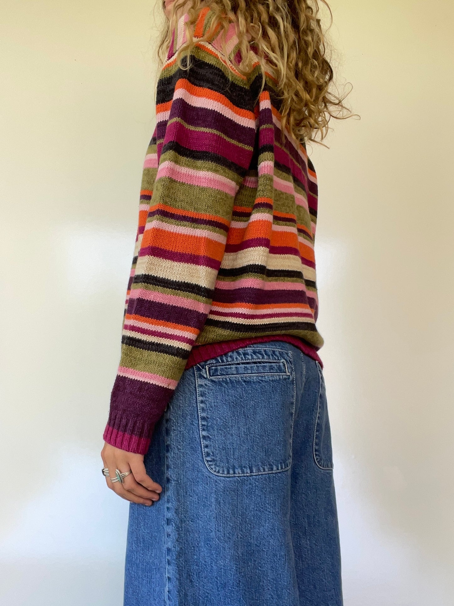 Vintage Striped Zip Up Sweater
