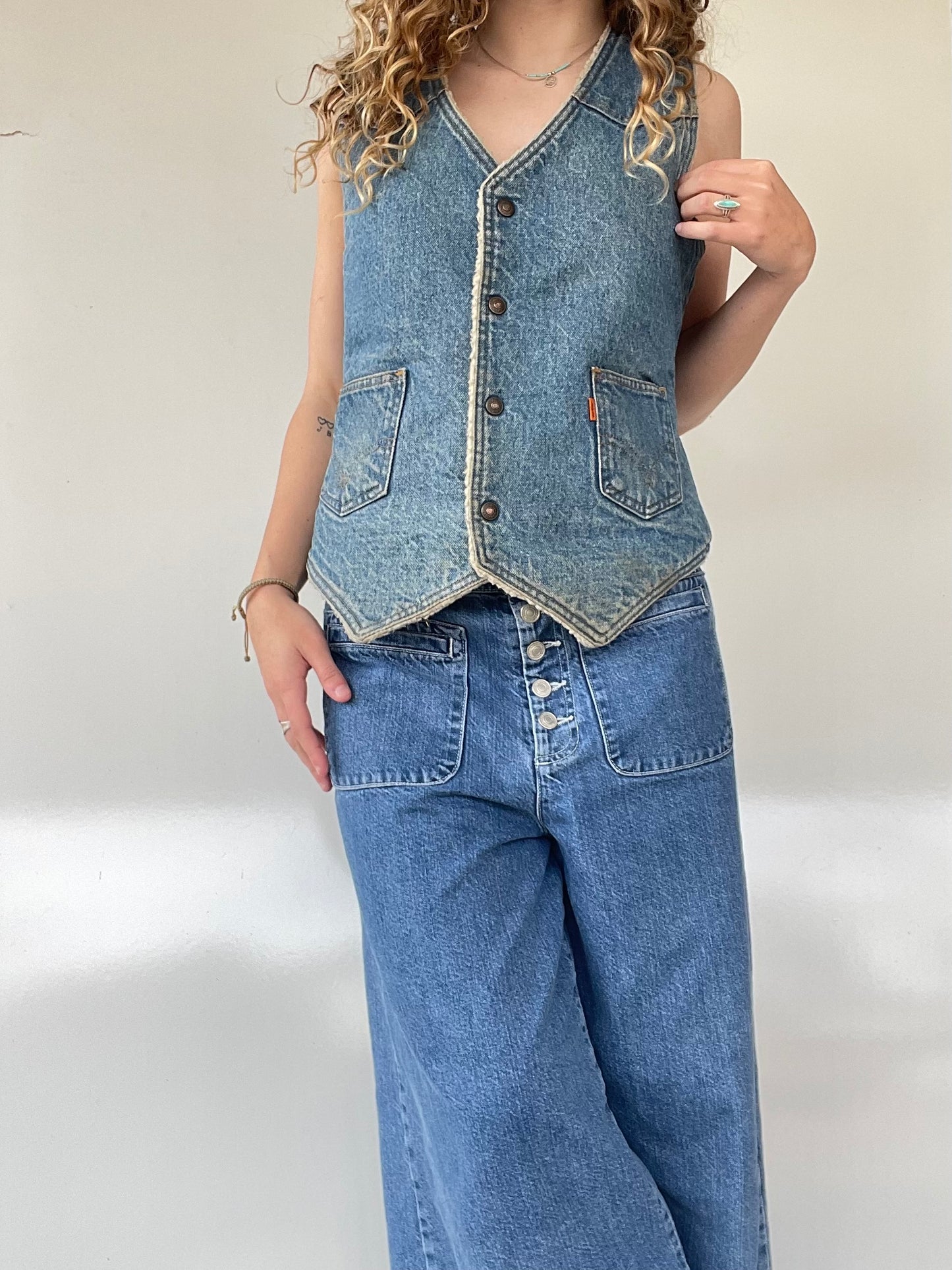 70s Vintage Levi’s Sherpa Lined Denim Vest