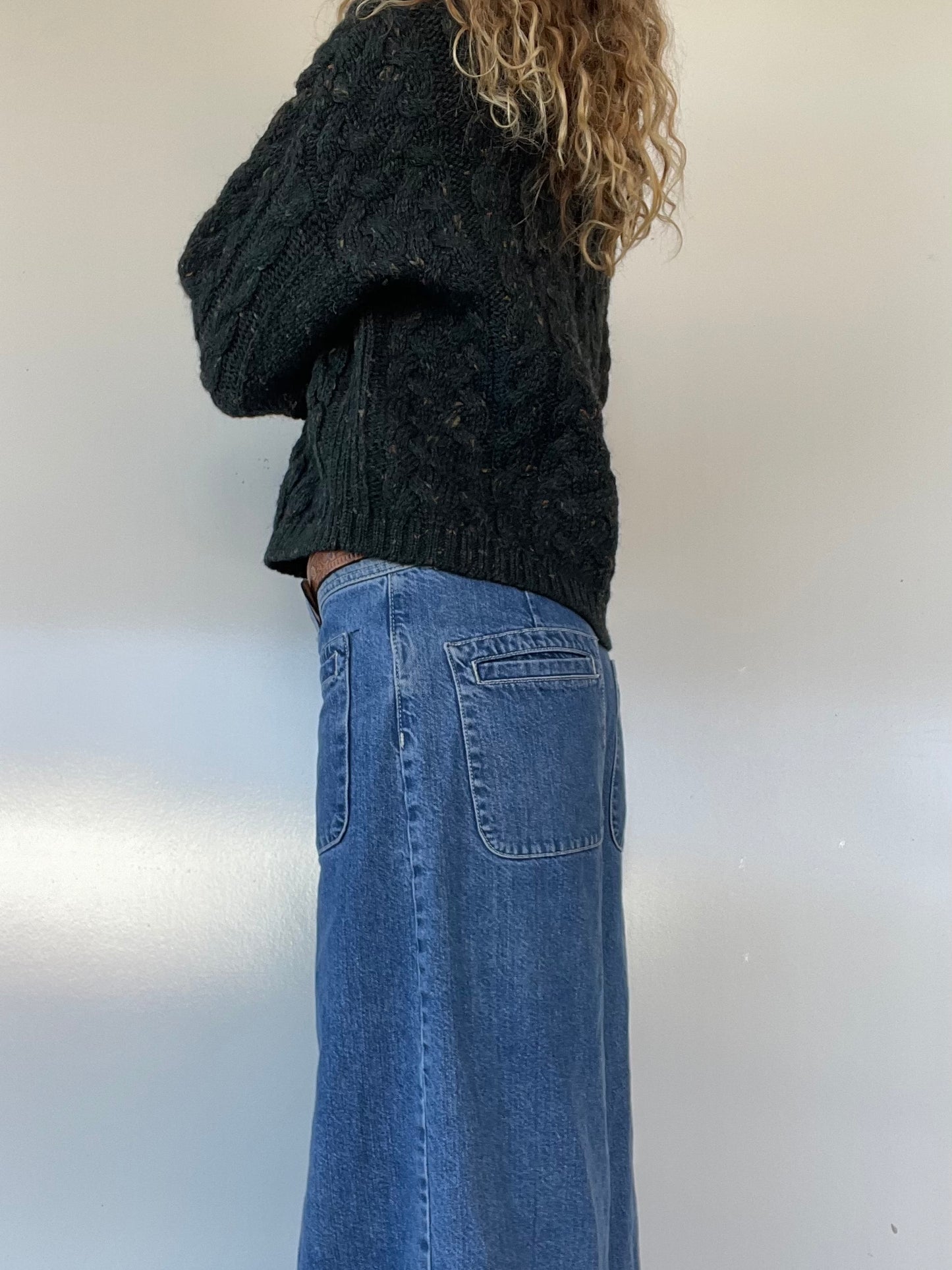 80s Green Chunky Knit Wool Sweater