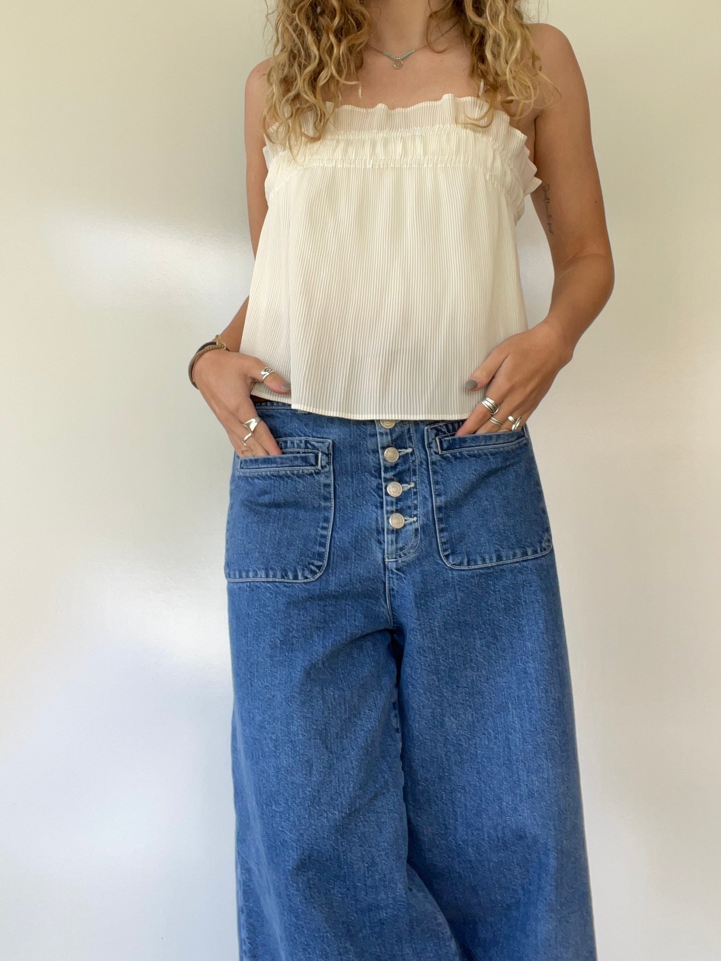 Banana Republic Cream Pleated Camisole