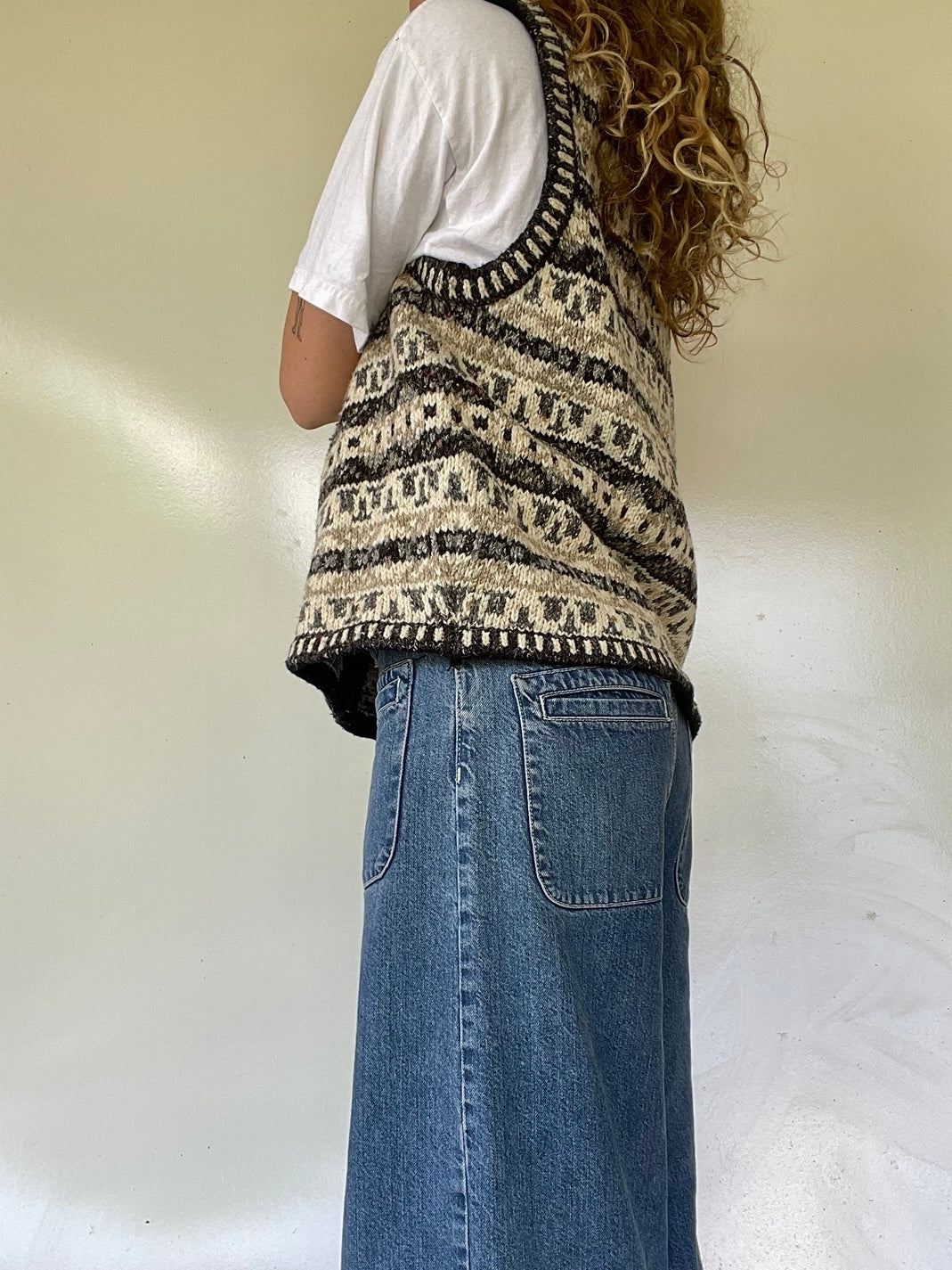 90s Vintage Patterned Sweater Vest