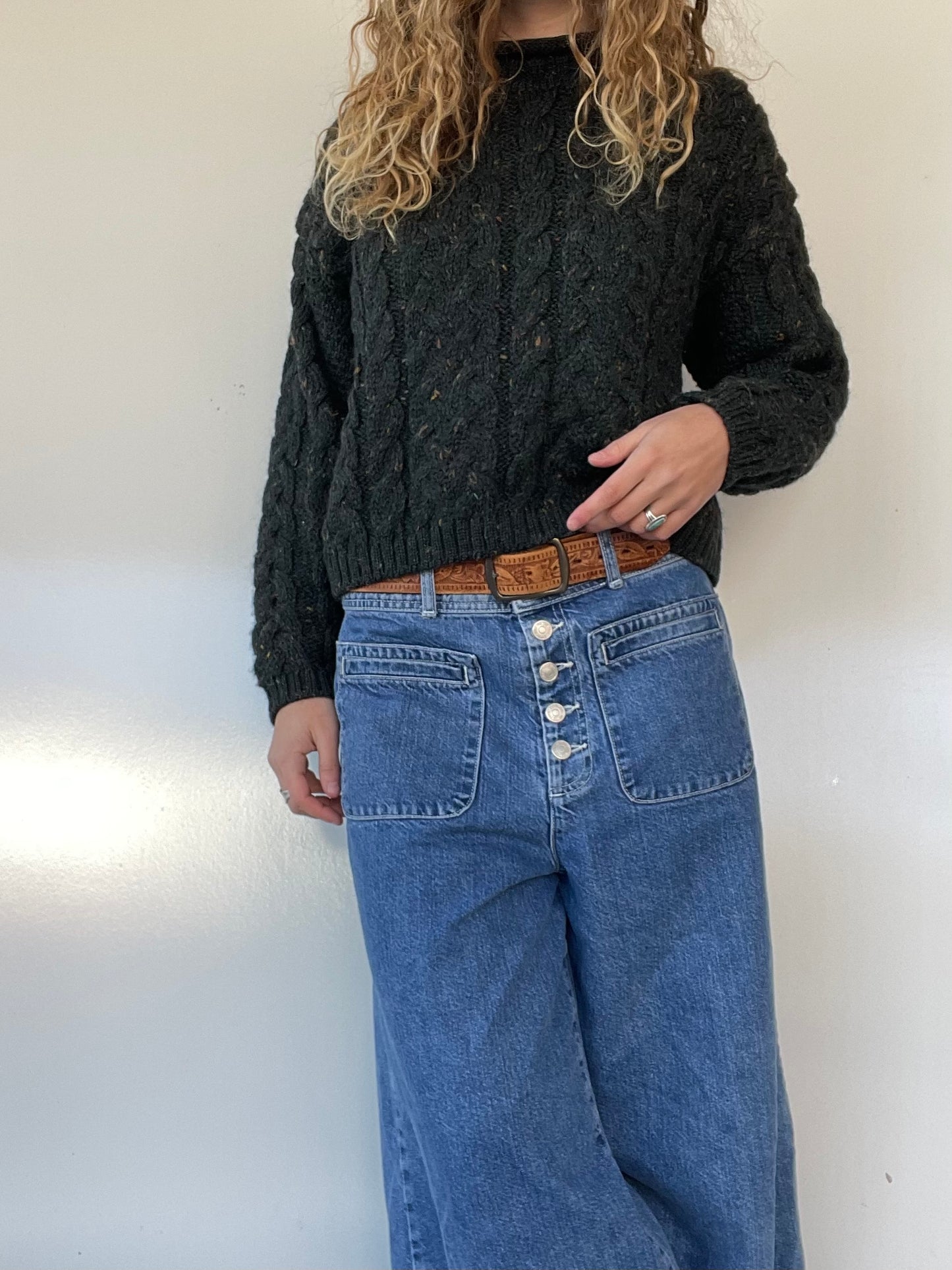 80s Green Chunky Knit Wool Sweater