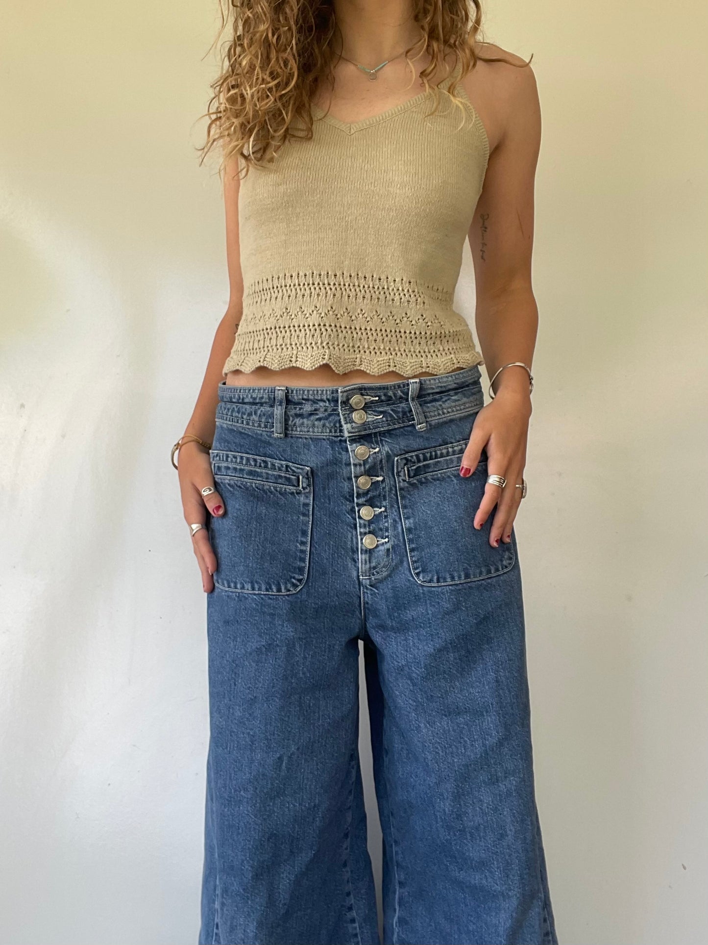 90s Tan/Cream Sweater Knit Tank Top