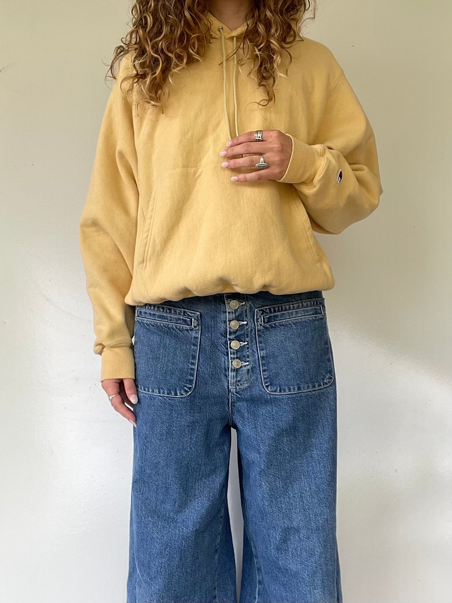 90s Champion Pastel Yellow Hoodie