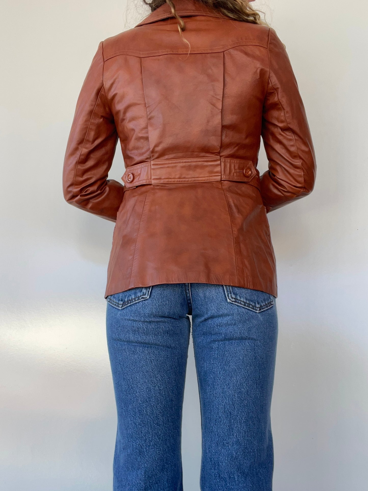 80s Vintage Brown/Orange Genuine Leather Jacket