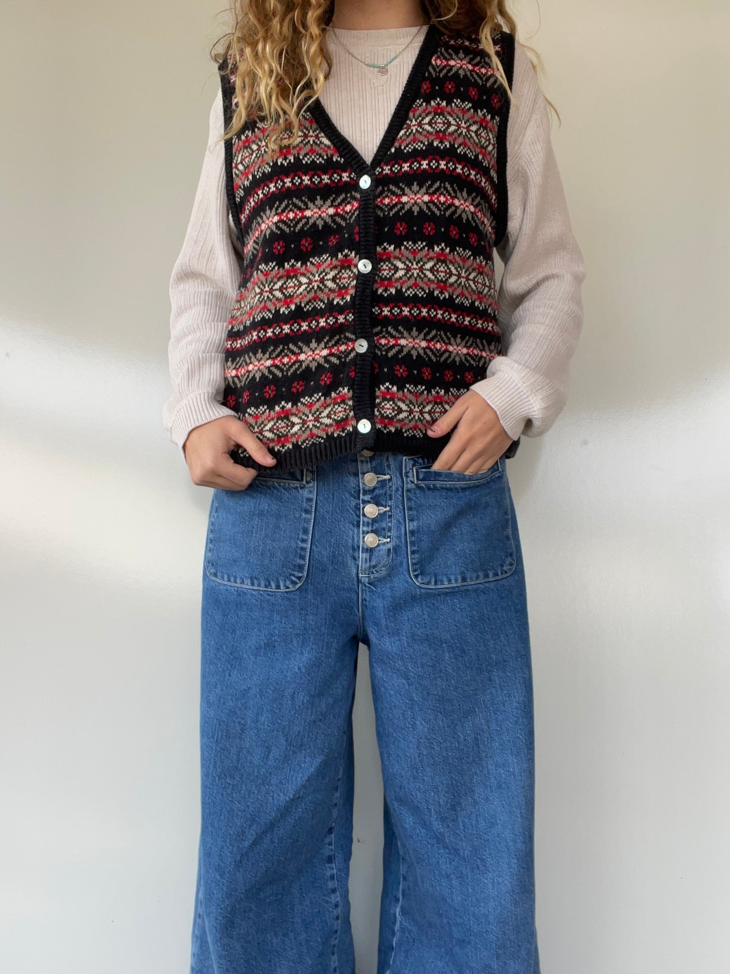 Vintage Patterned Sweater Vest